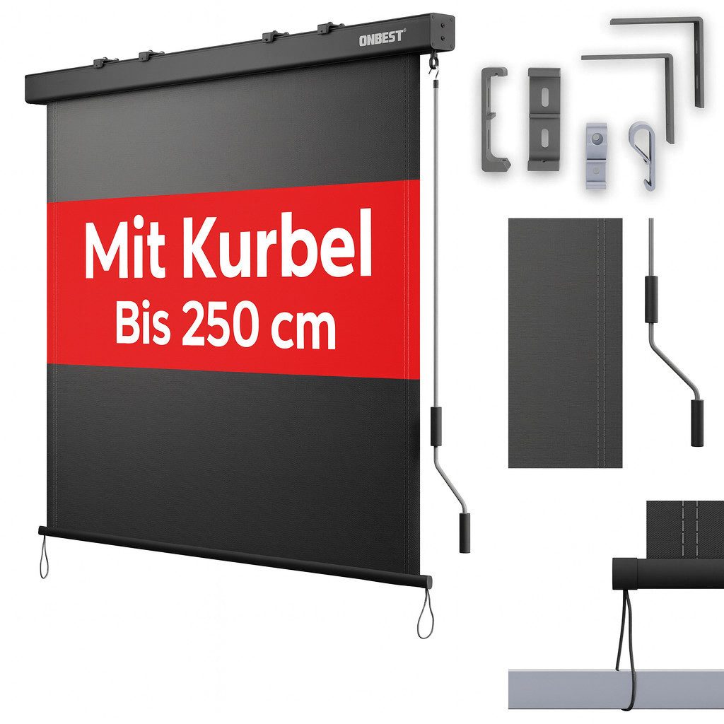 Onbest Senkrechtmarkise Vertikalmarkise mit Handkurbel inklusive günstig online kaufen