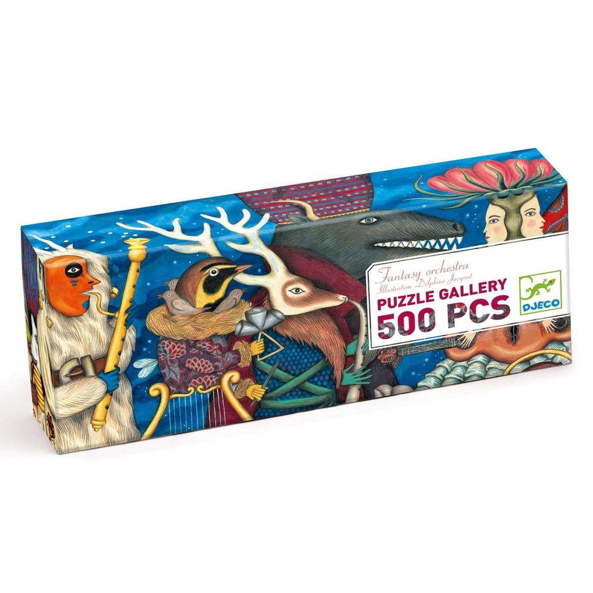 DJECO Rahmenpuzzle Puzzle Gallery - 500 Teile 97x33 cm Fantasie, Puzzleteile