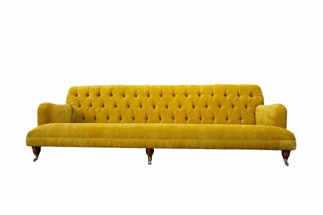 JVmoebel Sofa Design Chesterfield Chesterfield Textil Gelb 5 Sitzer Couch Polster, Made in Europe