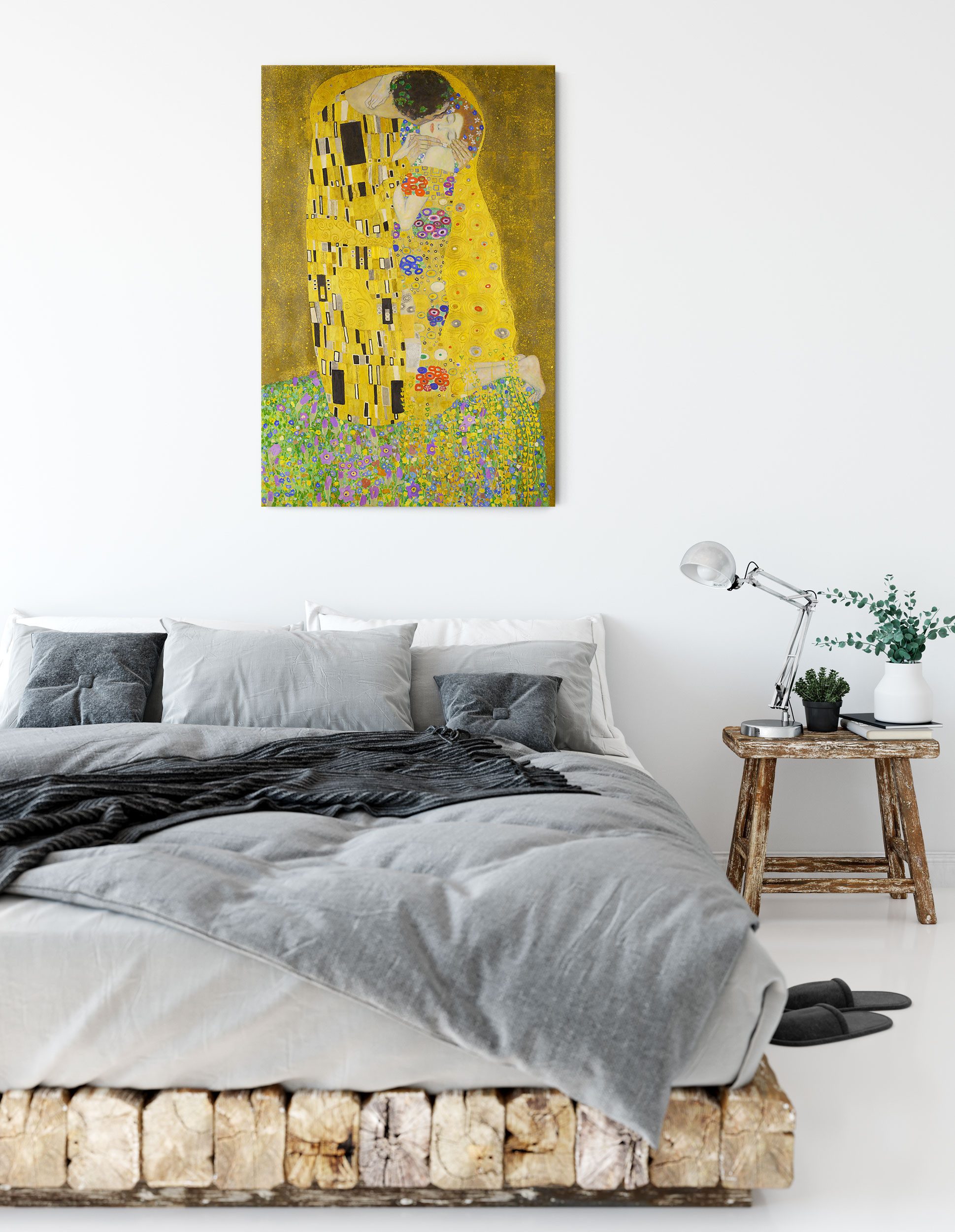 Pixxprint Leinwandbild Gustav Klimt - Der Kuss, Gustav Klimt - Der Kuss (1 St), Leinwandbild fertig bespannt, inkl. Zackenaufhänger – Bild 3 von 5