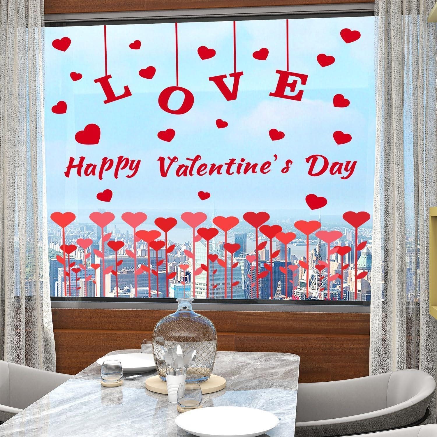 LuxusKollektion Fensterbild Fensteraufkleber Valentinstag Herz Rot