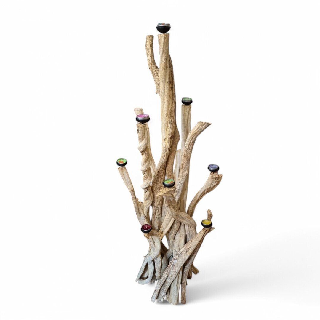 Kinaree Teelichthalter Lianen Holz Kerzenhalter XL, Naturholz Bodenständer, ca. 120 cm (1 St)