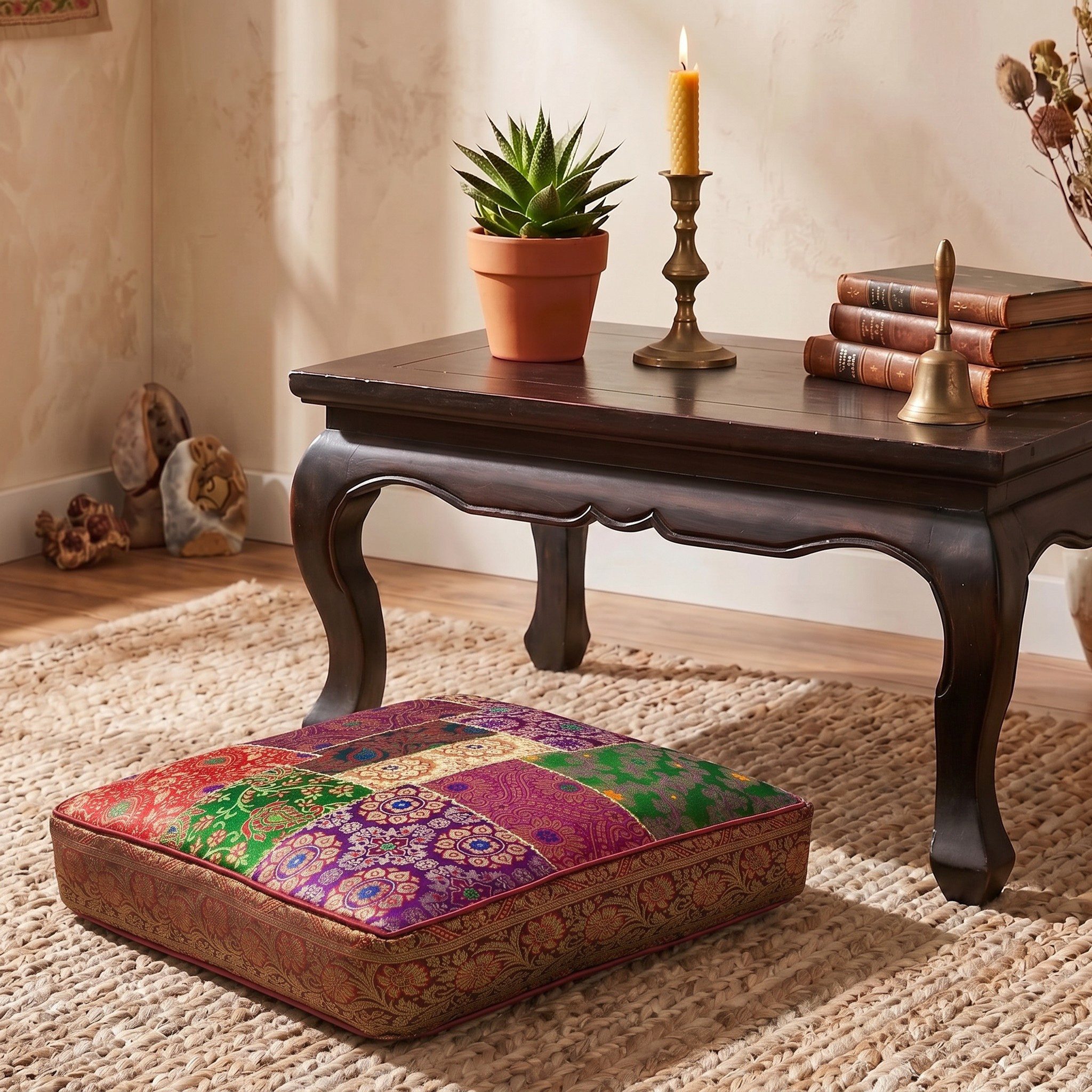 Guru-Shop Sitzkissen Orientalisches eckiges Patchwork Kissen 40 cm,..