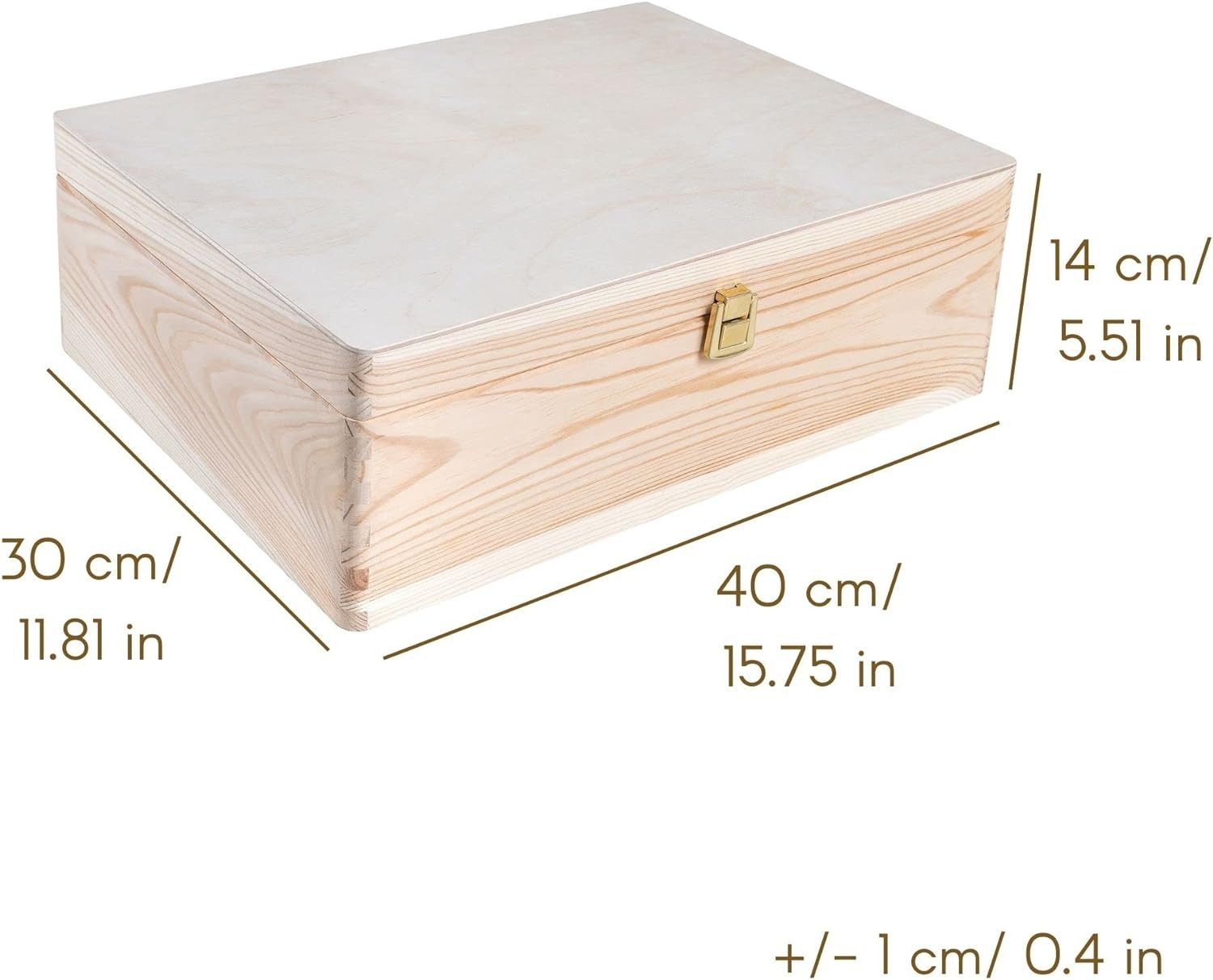 Creative Deco Holzkiste Natur mit Deckel und Schloss, Erinnerungsbox Baby Groß Holzbox mit Deckel Unlackiert Kasten