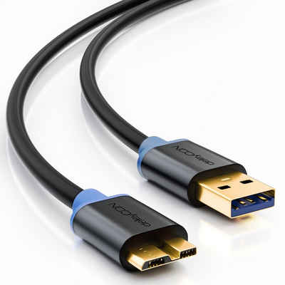 deleyCON deleyCON 2m Micro USB 3.0 Datenkabel USB A-Stecker zu Micro B-Stecker USB-Kabel