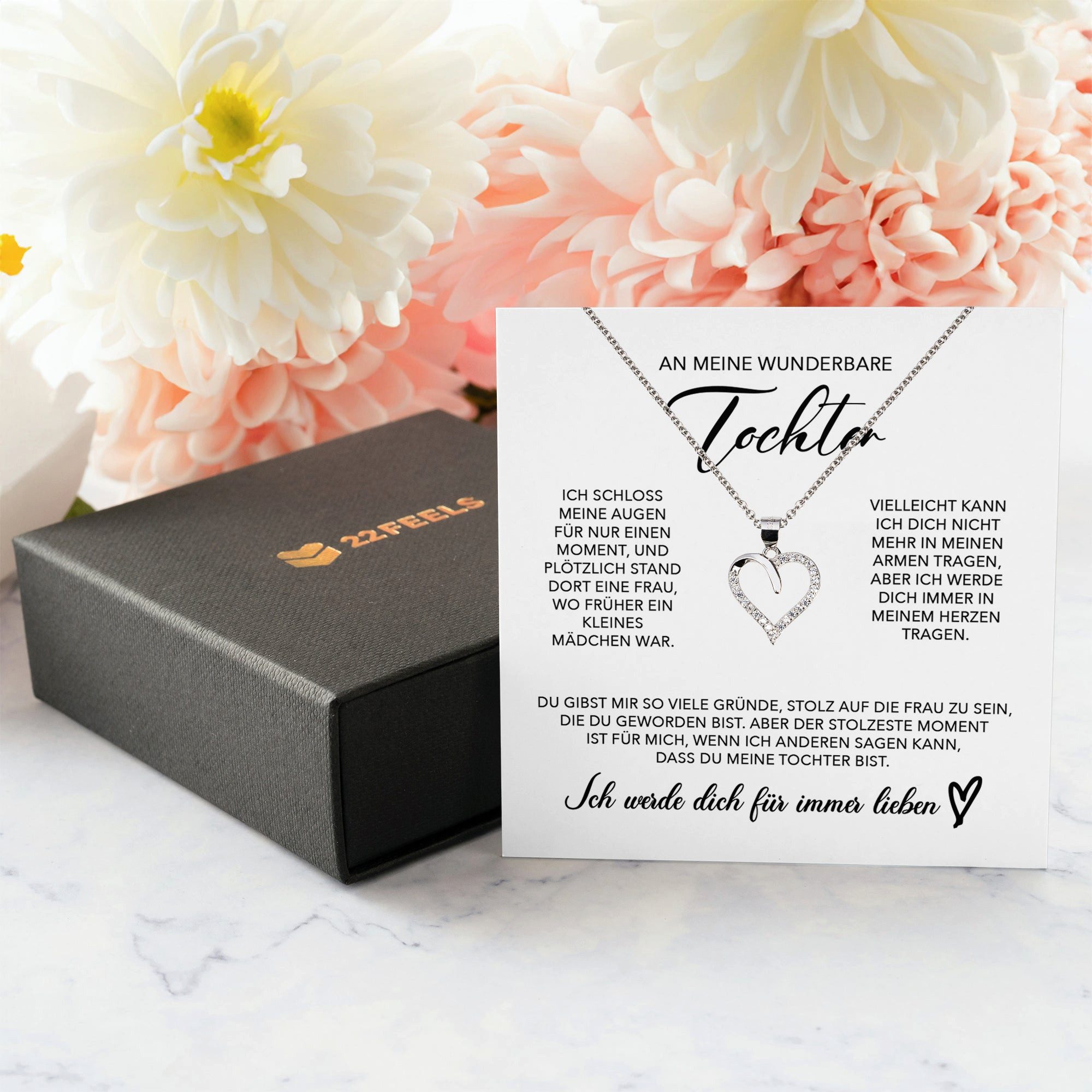 22Feels Schmuckset Unsere Tochter Geschenk Mädchen Frauen Schmuck Halskette Abitur (inkl. Geschenktasche, Karte(n), Poliertuch, Beutel), Echt-Silber 925/000, Ka – Bild 5 von 5