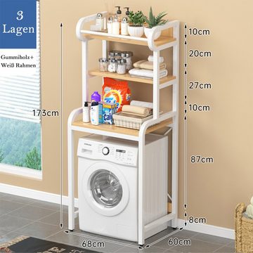 NUODWELL Waschmaschinenumbauschrank Waschmaschinenregal, 3 über dem Waschmaschinenregal mit Hängestange