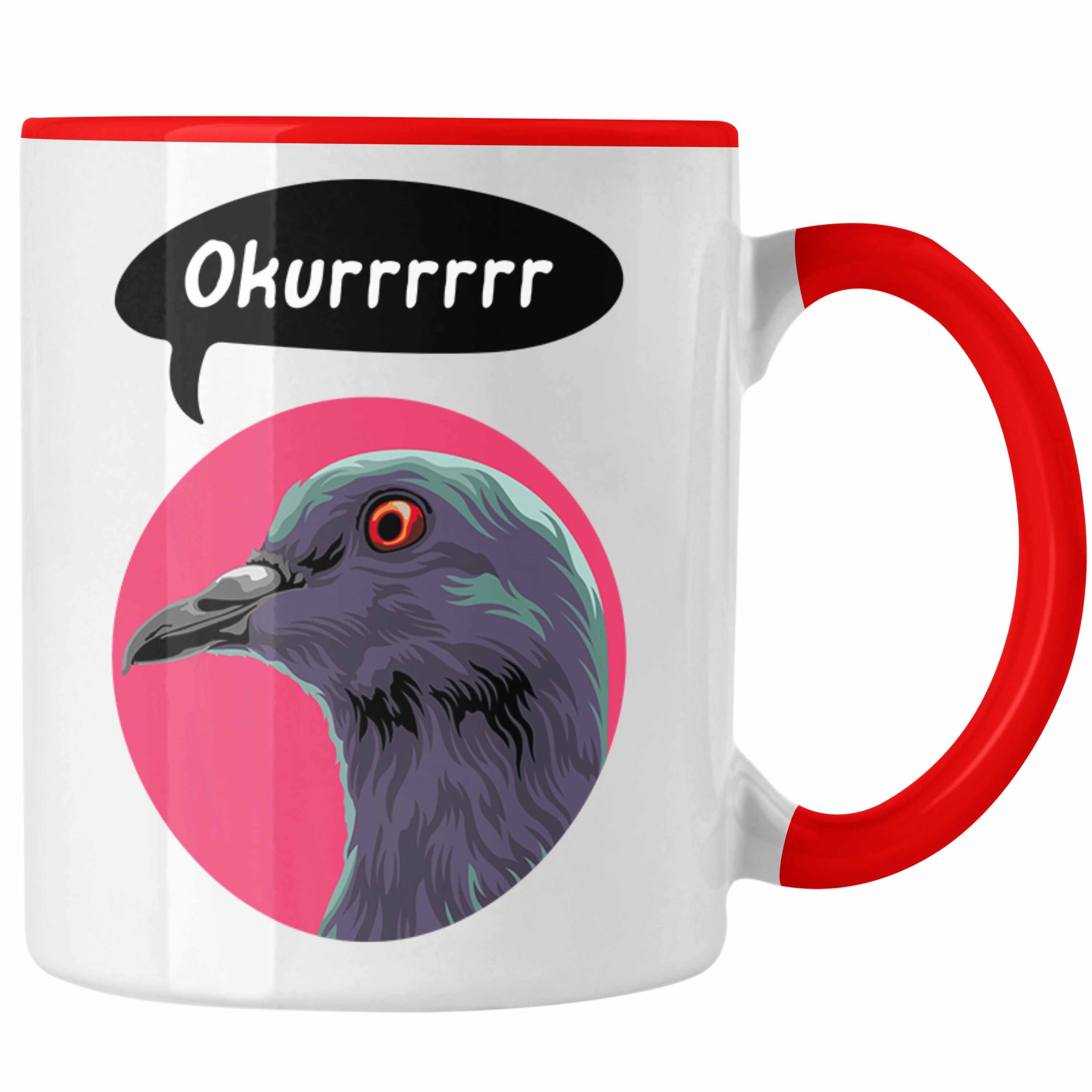 Trendation Tasse Trendation - Tauben Geschenkidee Tasse mit Spruch für Taubenbesitzer Geschenk Taubenzüchter Rot | Teetassen