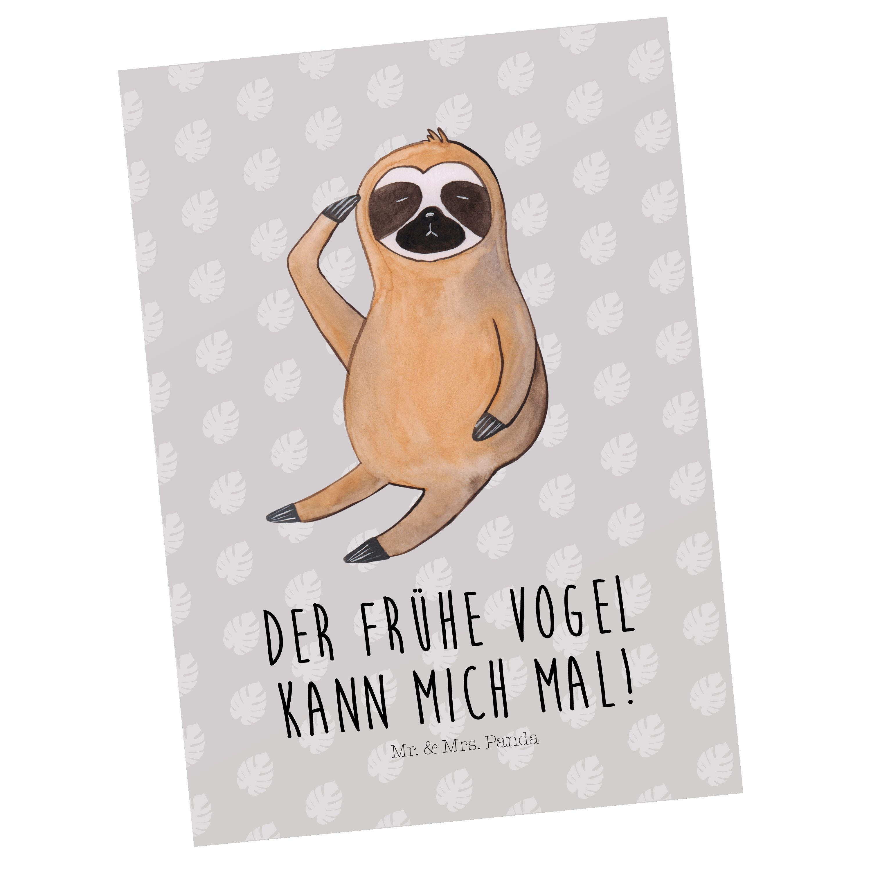 Faultier Grau & Vogel Geschenk, - Mrs. zeigen Geschenkk Einladung, Mr. Pastell - Panda Postkarte