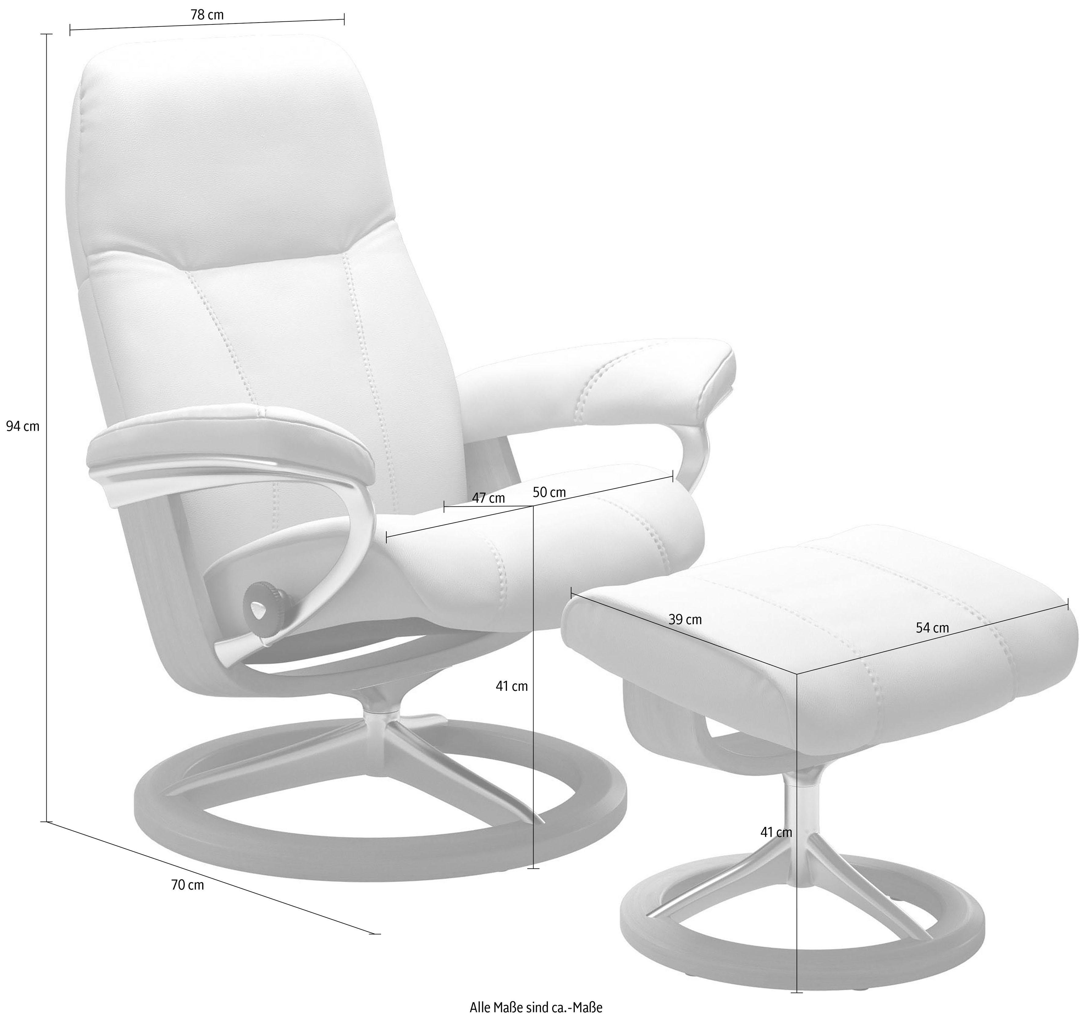 mit Gestell Hocker), Relaxsessel Consul Eiche Relaxsessel Größe (Set, Signature S, Hocker, Base, Stressless® mit mit