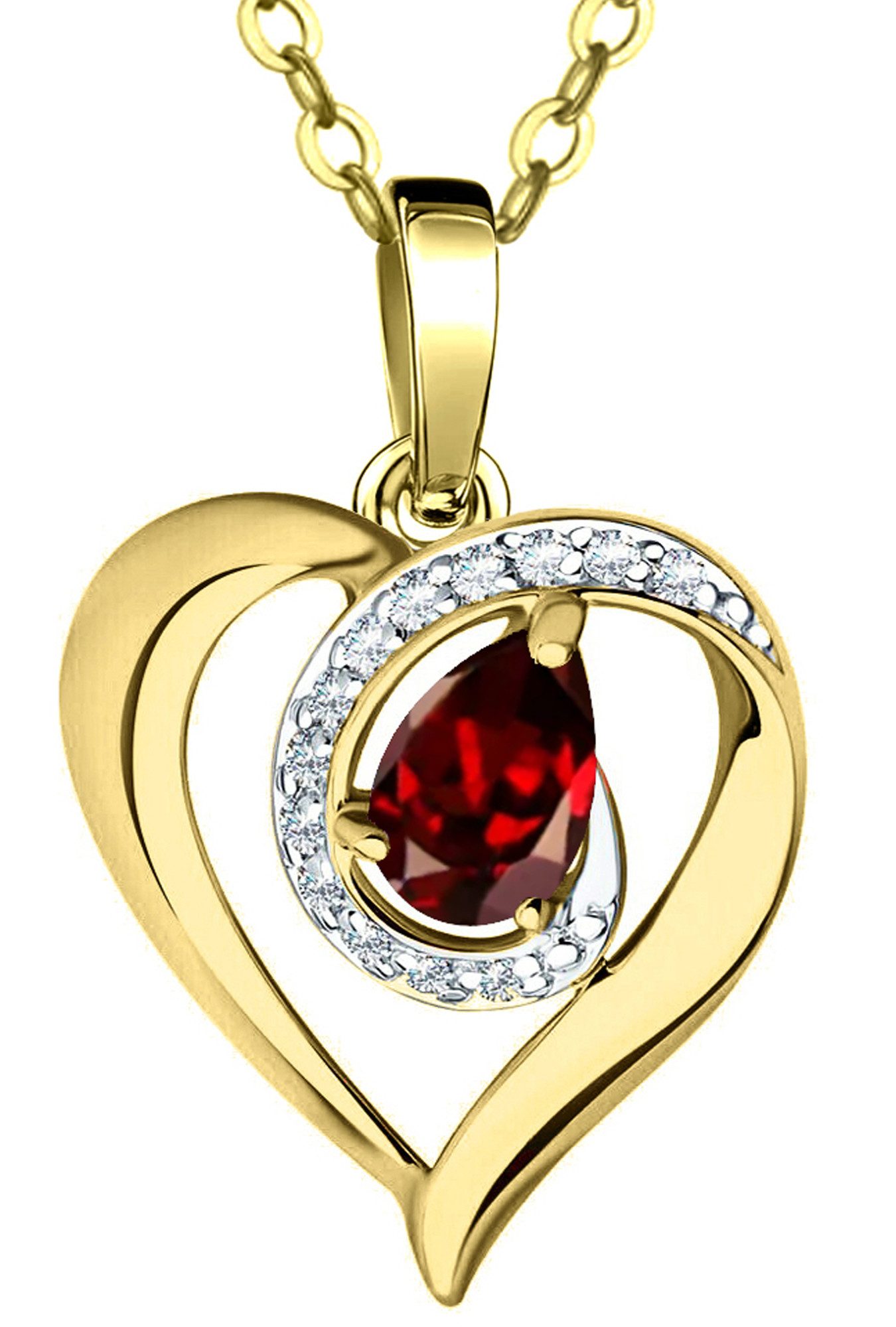 Limana Herzkette echter Granat rot 925 Silber Damenkette Goldkette vergolde günstig online kaufen