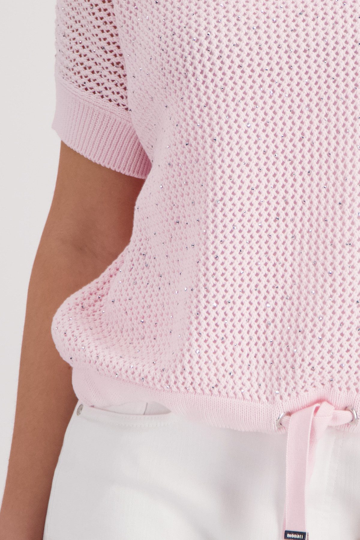 Monari Ajourpullover Pullover Basic Schmuck Regular fit mit Strasssteinen