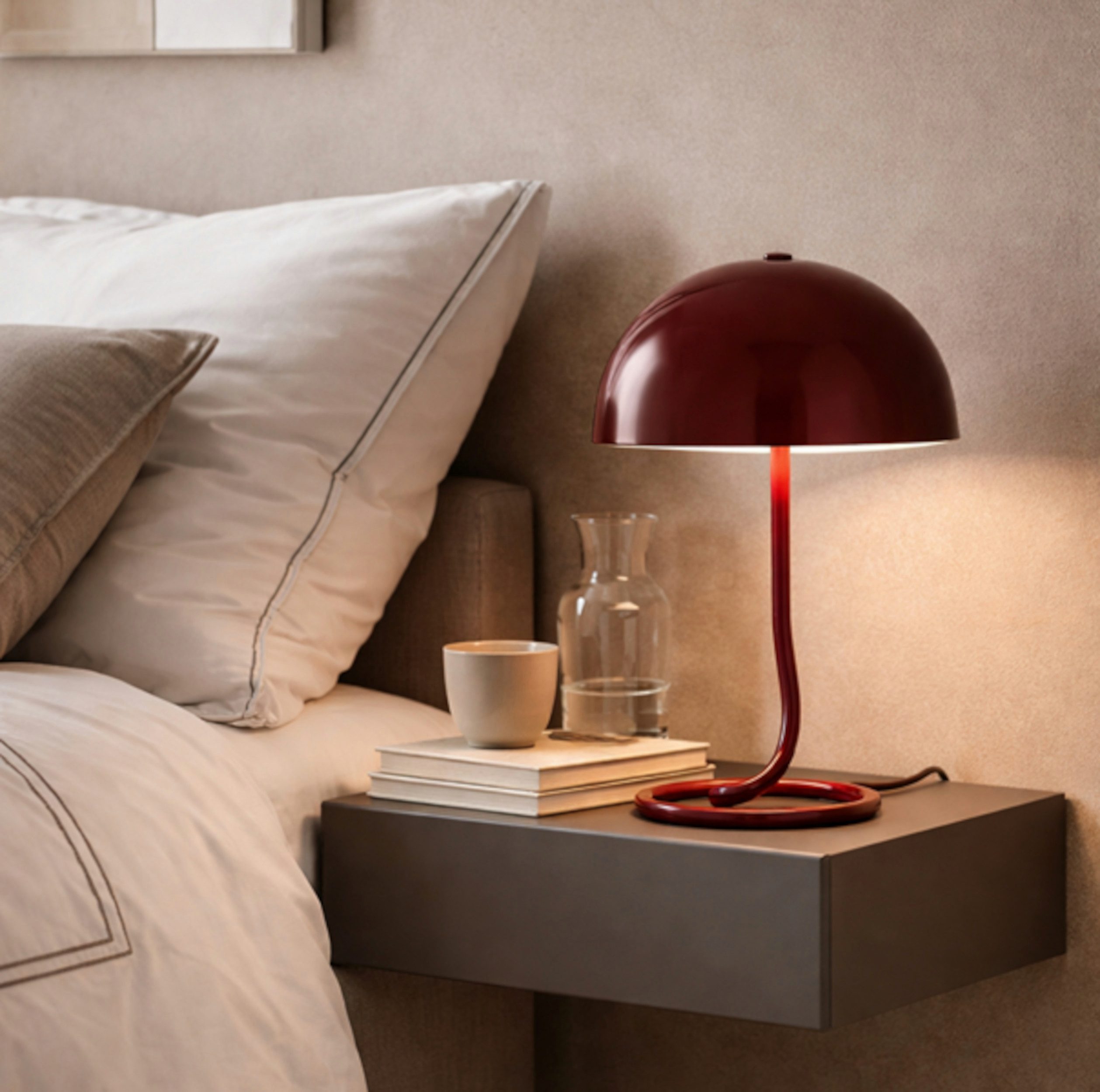 OTTO home Tischleuchte Charlett Pilz Lampe, ohne Leuchtmittel, Tischlampe, Ø 20 cm, Höhe 31 cm, Metall, Spiralfuß, Pilzleuchte, G9