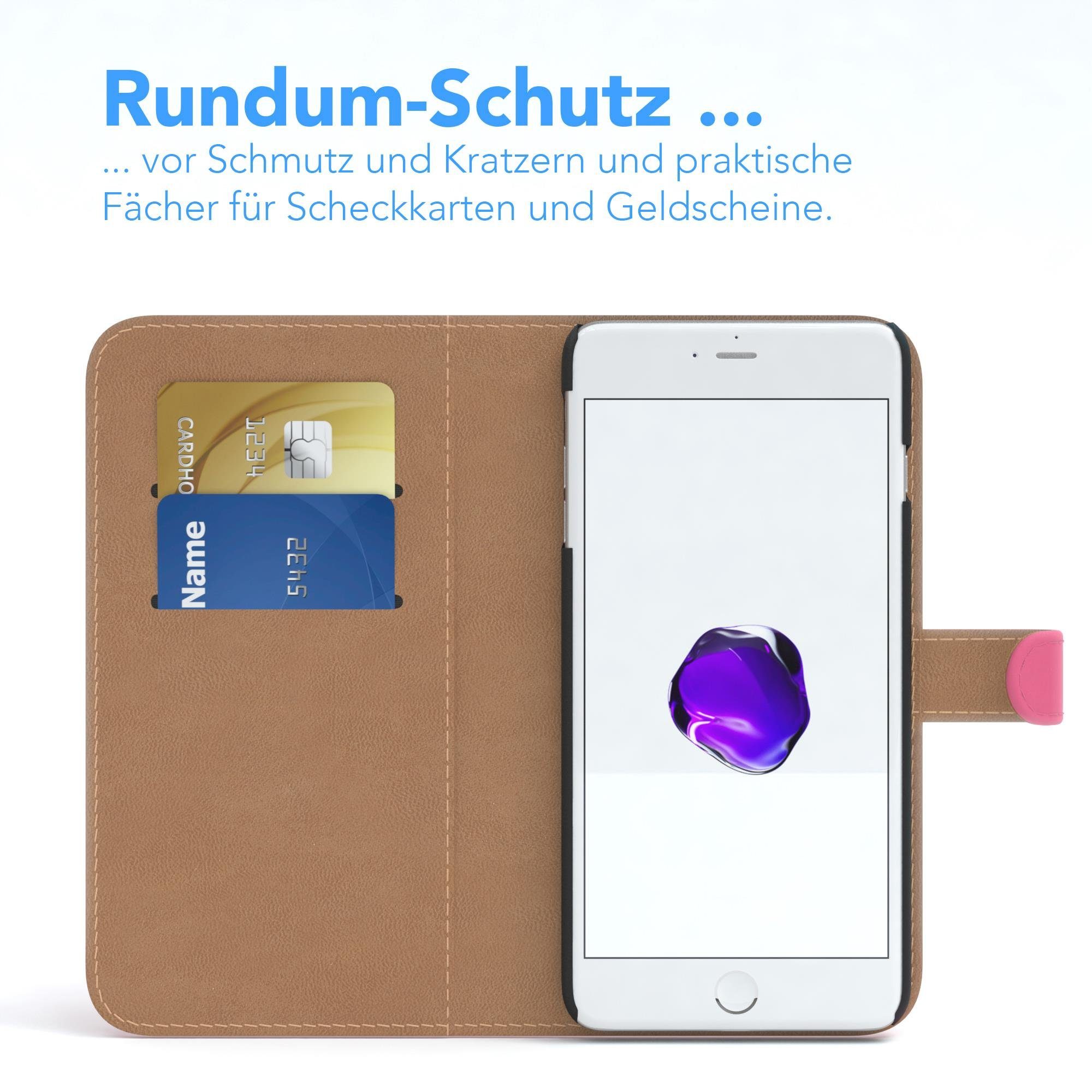 EAZY CASE Handyhülle Bookstyle Farbig für iPhone 8 Plus / iPhone 7 Plus, Schutzhülle mit Standfunktion Kartenfach Handytasche aufklappbar Etui