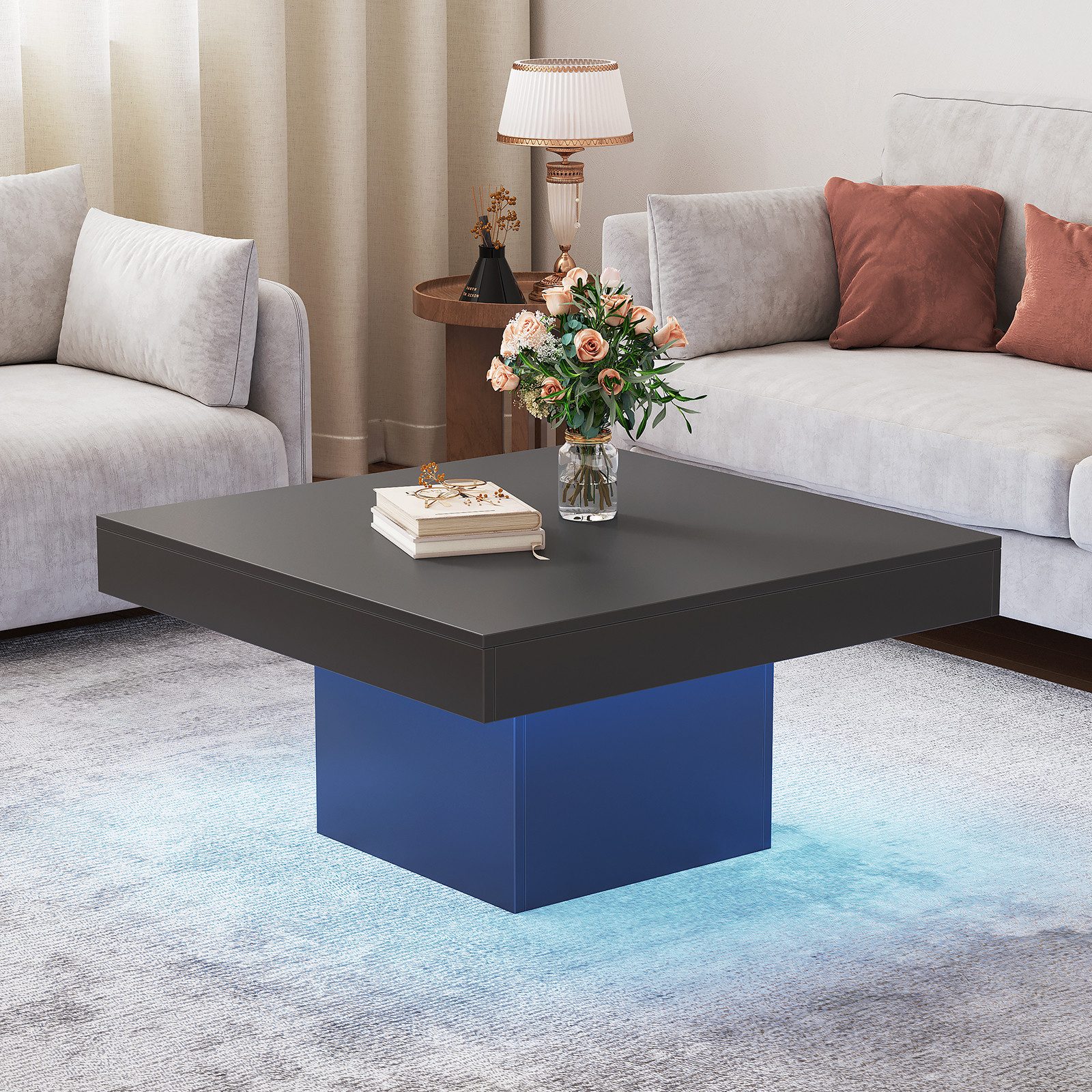 radelldar Couchtisch Wohnzimmertisch mit led beleuchtung hautänhliche textu günstig online kaufen