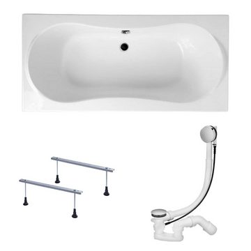 KOLMAN Badewanne Rechteck Long 170x80, Acrylschürze Styroporträger, Ablauf VIEGA & Füße GRATIS