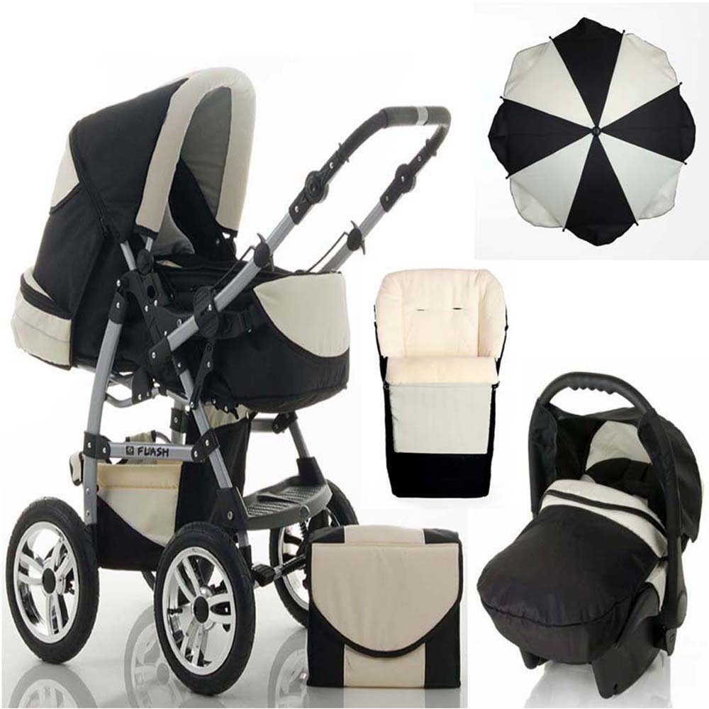 - - Schwarz-Creme babies-on-wheels in Farben 5 Flash inkl. Teile Kinderwagen-Set in Autositz Kombi-Kinderwagen 1 18 17