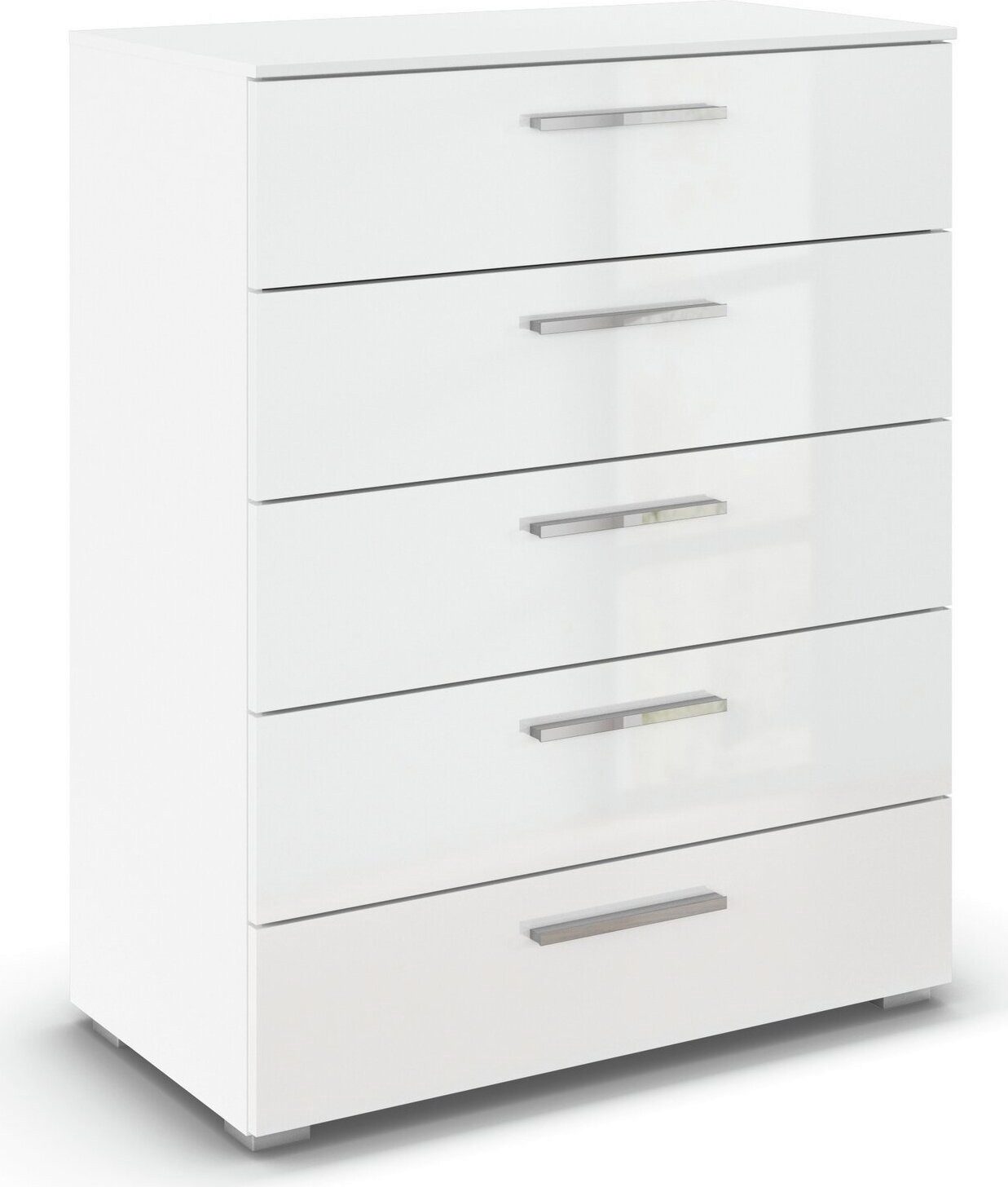 rauch Schubkastenkommode Highboard Sideboard Kommode MONTCLAR Frontauswahl Dekor/Hochglanz/Glas (in 2 Breiten: 40 oder 80 cm / Höhe 100 cm, inkl. Soft-Close-Funktion), mit 5 geräumigen Schubladen, viele Griffvarianten MADE IN GERMANY