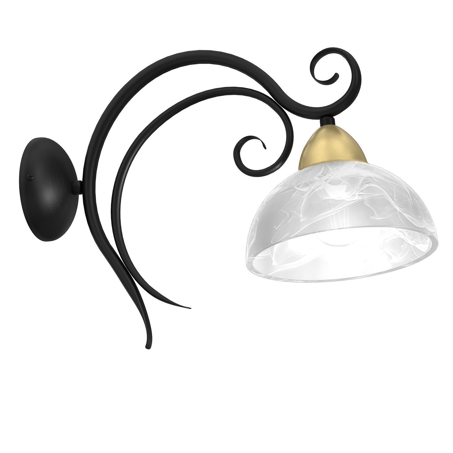Licht-Erlebnisse Wandleuchte PAREGRE, ohne Leuchtmittel, Glas Metall in Schwarz Weiß Antik Messing E27 Landhausstil Downlight