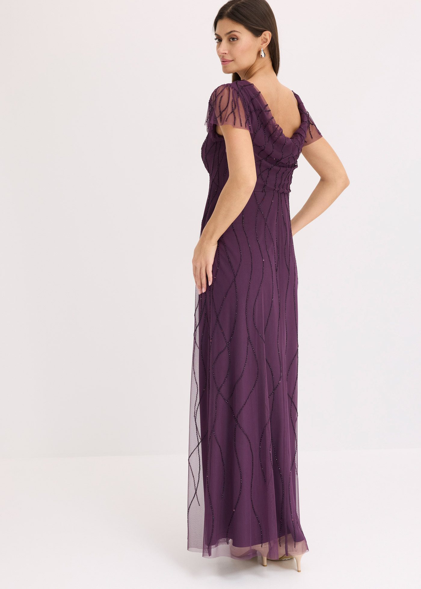 bonprix Maxikleid für Abiball, Festtage und Hochzeiten, aus Tüll, mit Perlenstickerei