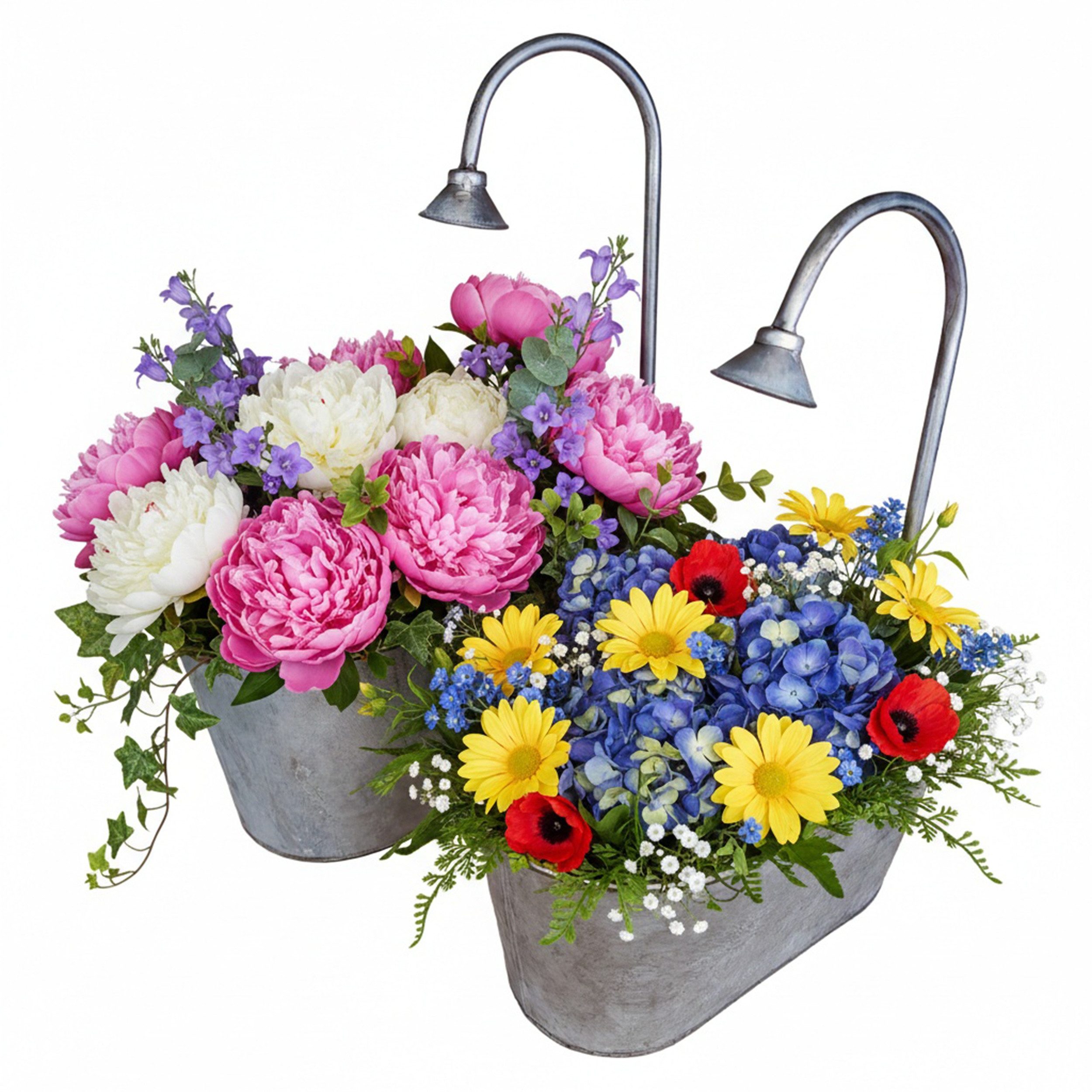 colourliving Pflanzkübel Zinkwannen Set (verzinkt) im Badewannen-Look – Metall-