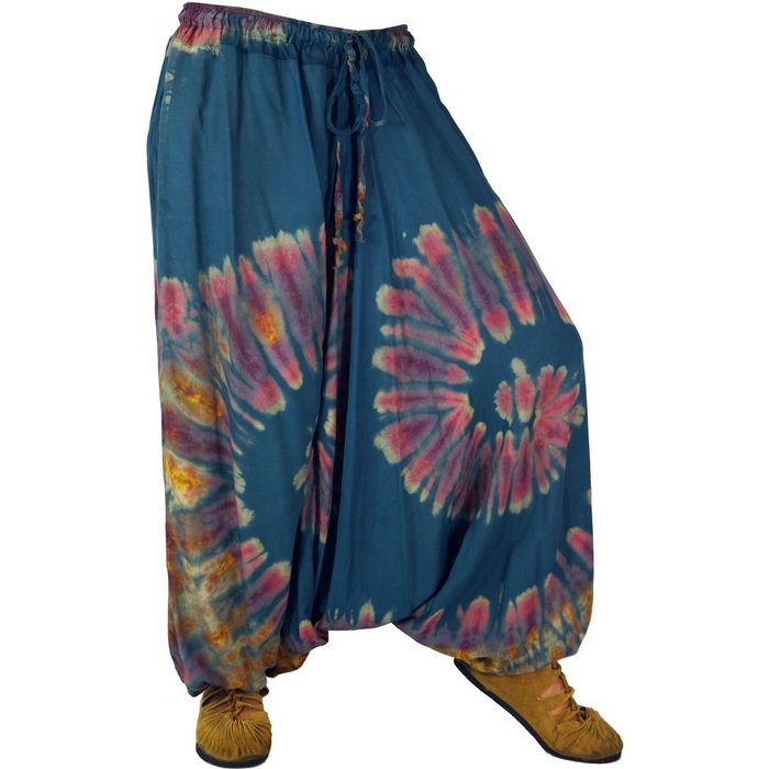Guru-Shop Haremshose Batik Pluderhose Aladinhose weite Sommerhose.. Ethno Style alternative Bekleidung