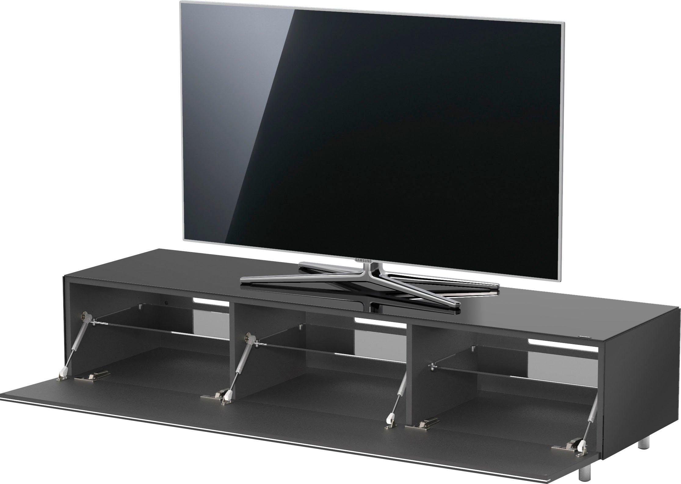 JUST by Spectral Lowboard 1650T, oder Just 165 TV-Paket mit Breite JRL - Basis schwarz wahlweise Racks, cm