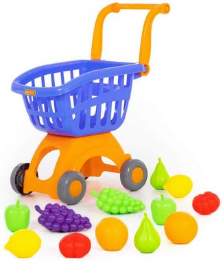 Polesie Spiel-Einkaufswagen Einkaufswagen m. Früchte-Spiellebensmittel 12-tlg. Kaufladen Zubehör