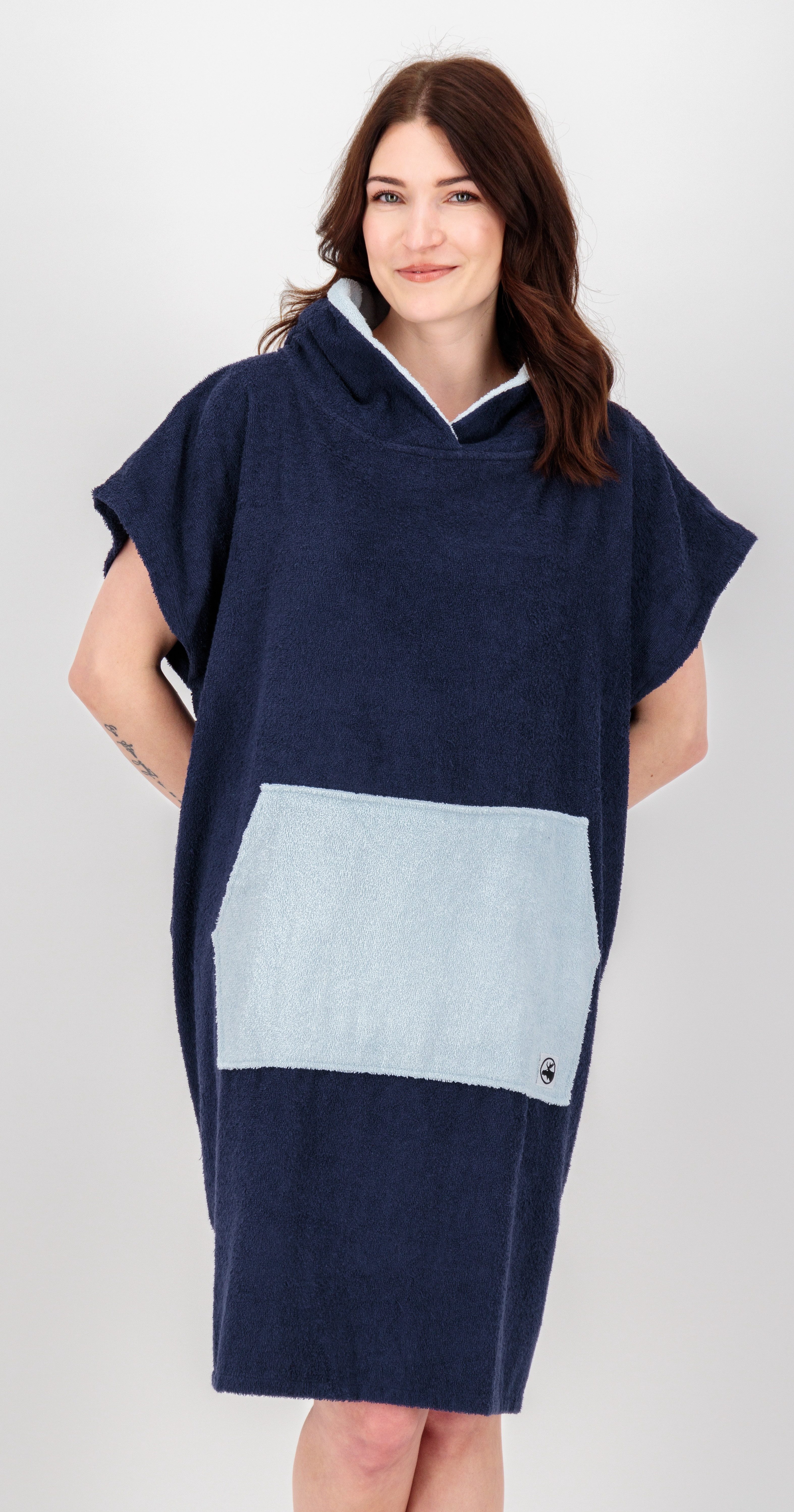 DEPROC Active Badeponcho PONCHINO HALIFAX WOMEN Umziehhilfe Strandponcho, Kapuze, ohne, Innenliegende Tasche zum Umziehen