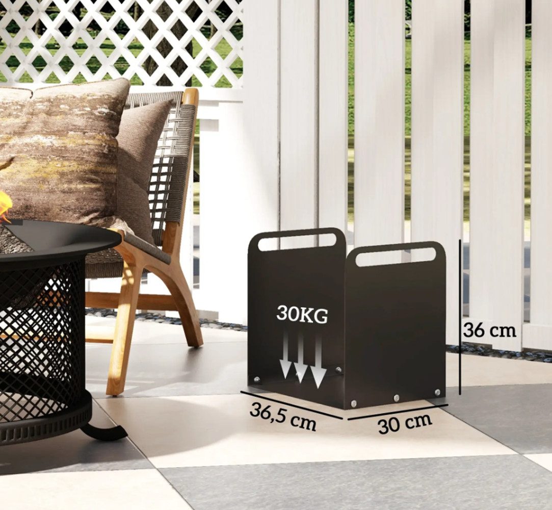 XDeer Kaminholzregal Feuerholzgestell, Brennholzregal 2 Tragegriffe, Stahlrahmen,36x30x36cm, Schwarz