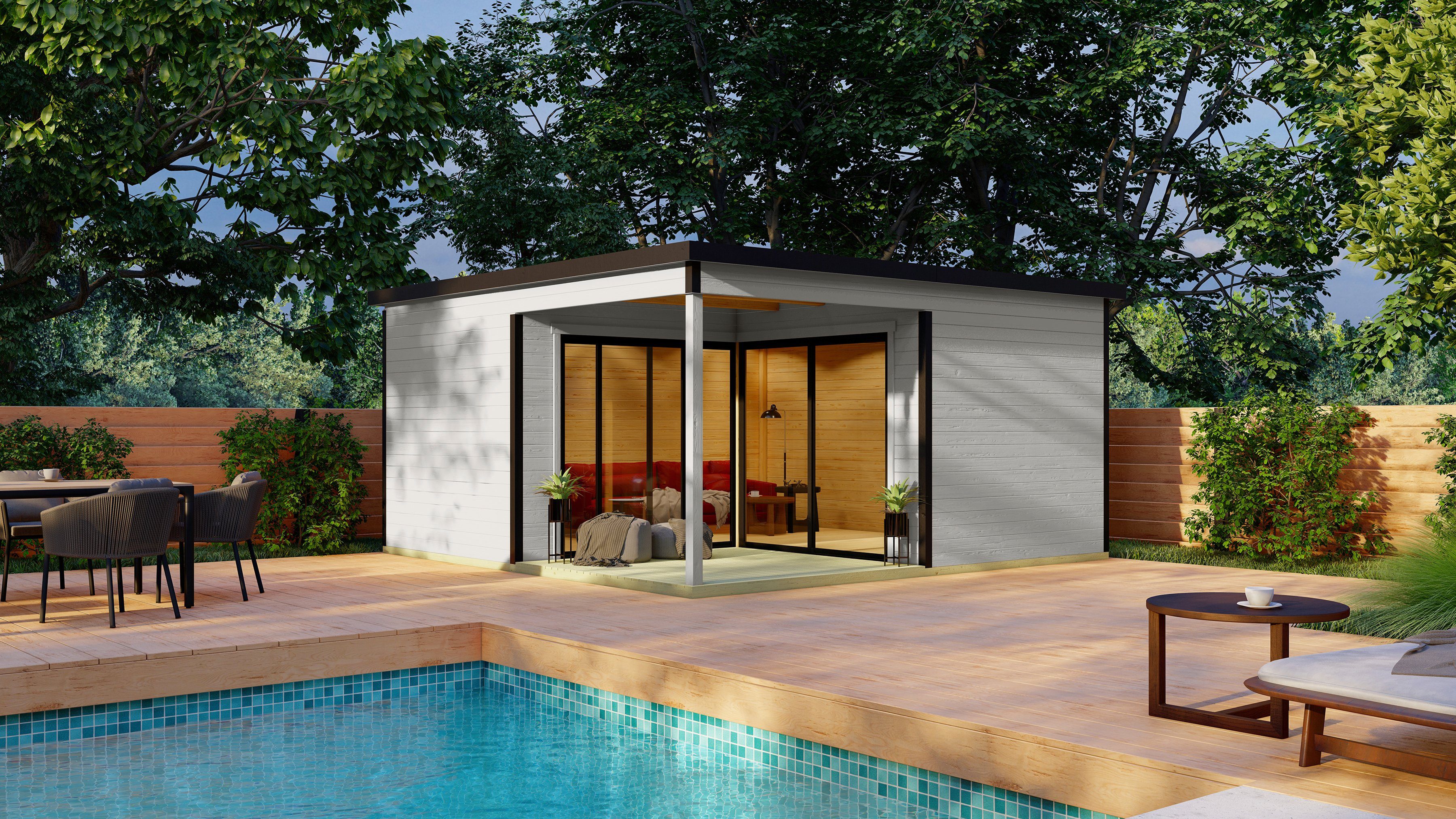 LASITA MAJA Gartenhaus DOMEO 6 LOGGIA, BxT: 519,6x519,6 cm, (Set), in verschiedenen Farben, mit Überdachung