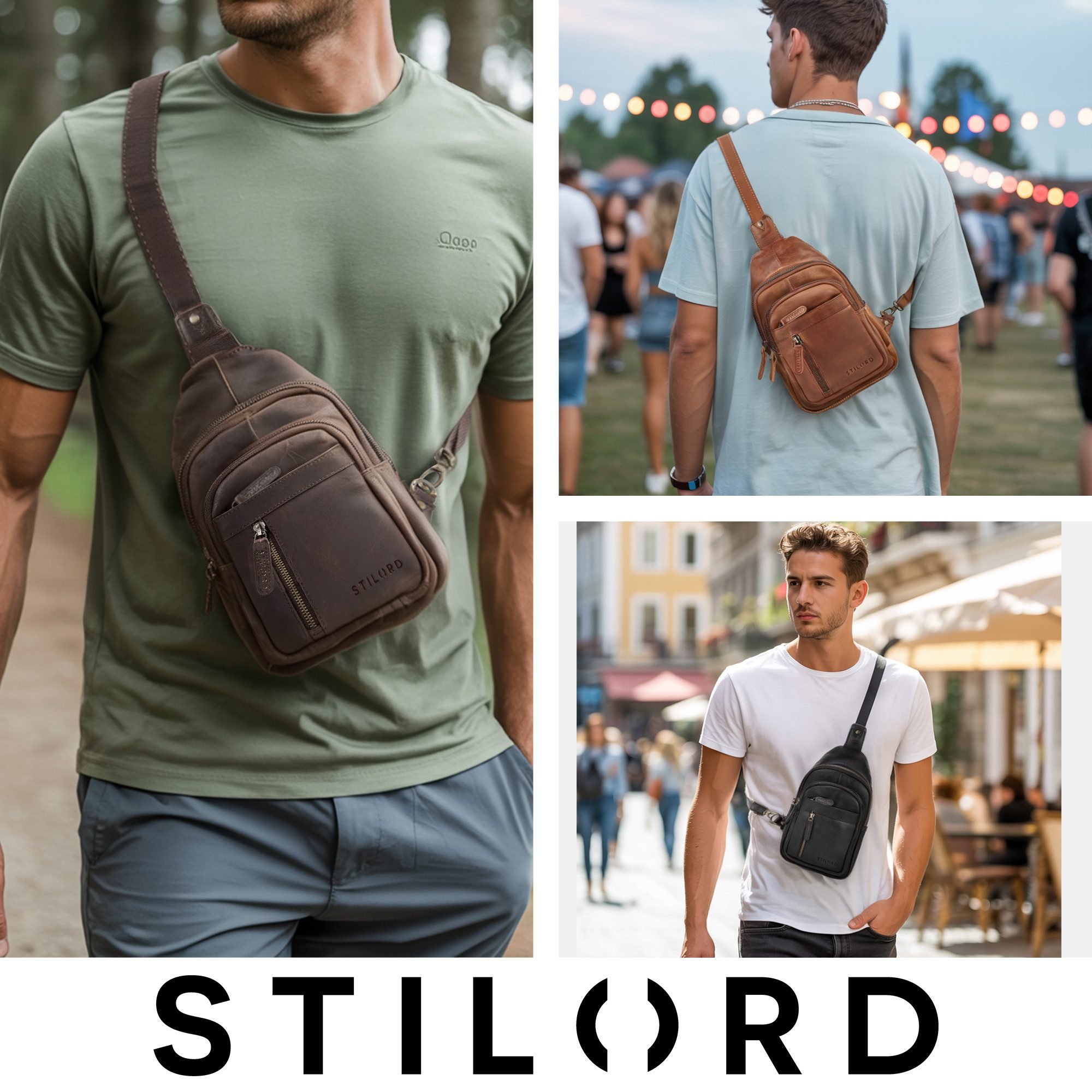 STILORD Handtasche "Montego" 2-in-1 Sling Bag aus Echtleder für Herren