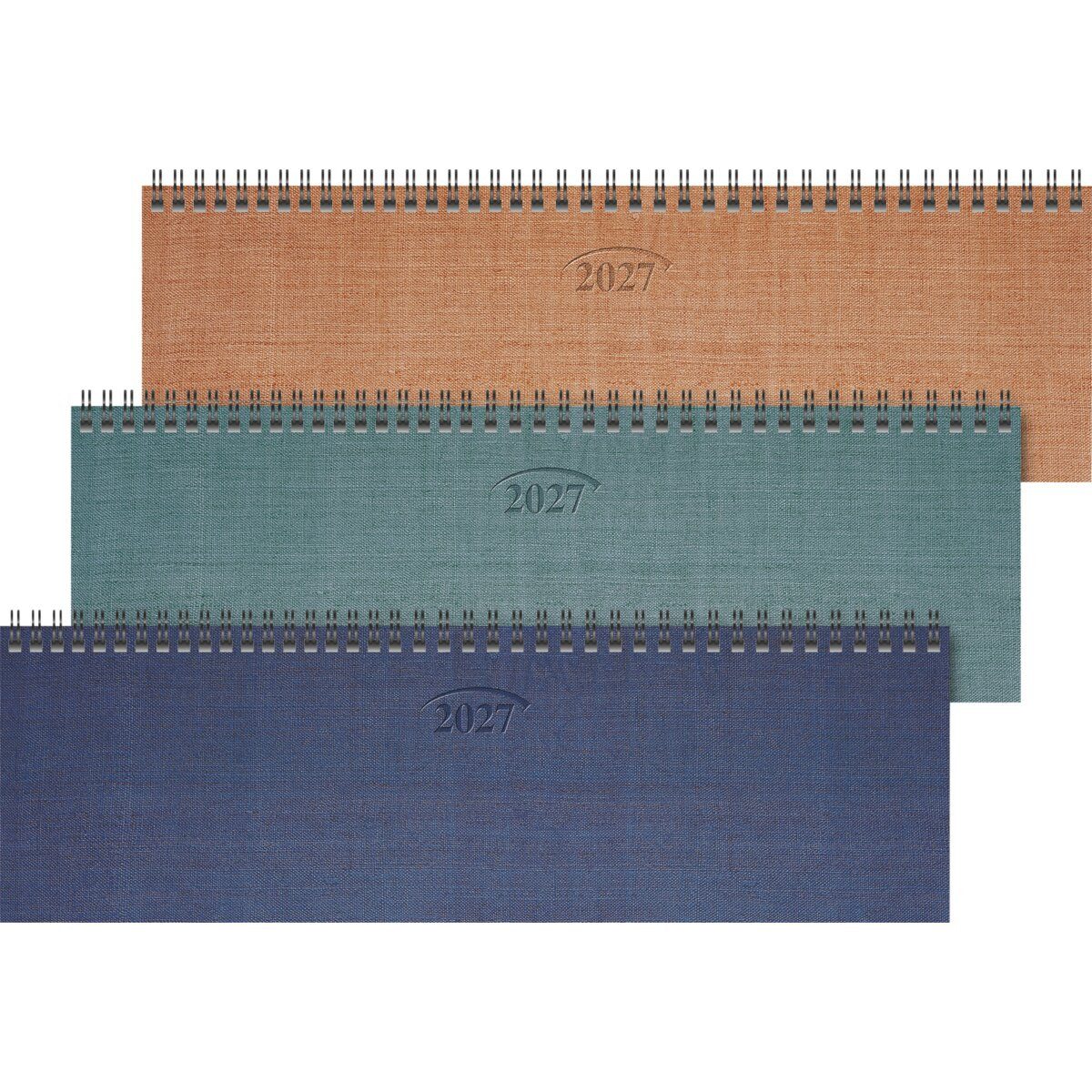 BRUNNEN Schreibtischkalender Querkalender 777 32,6x10,2cm 1 Woche/2 Seiten Metallico Karton-Umschla