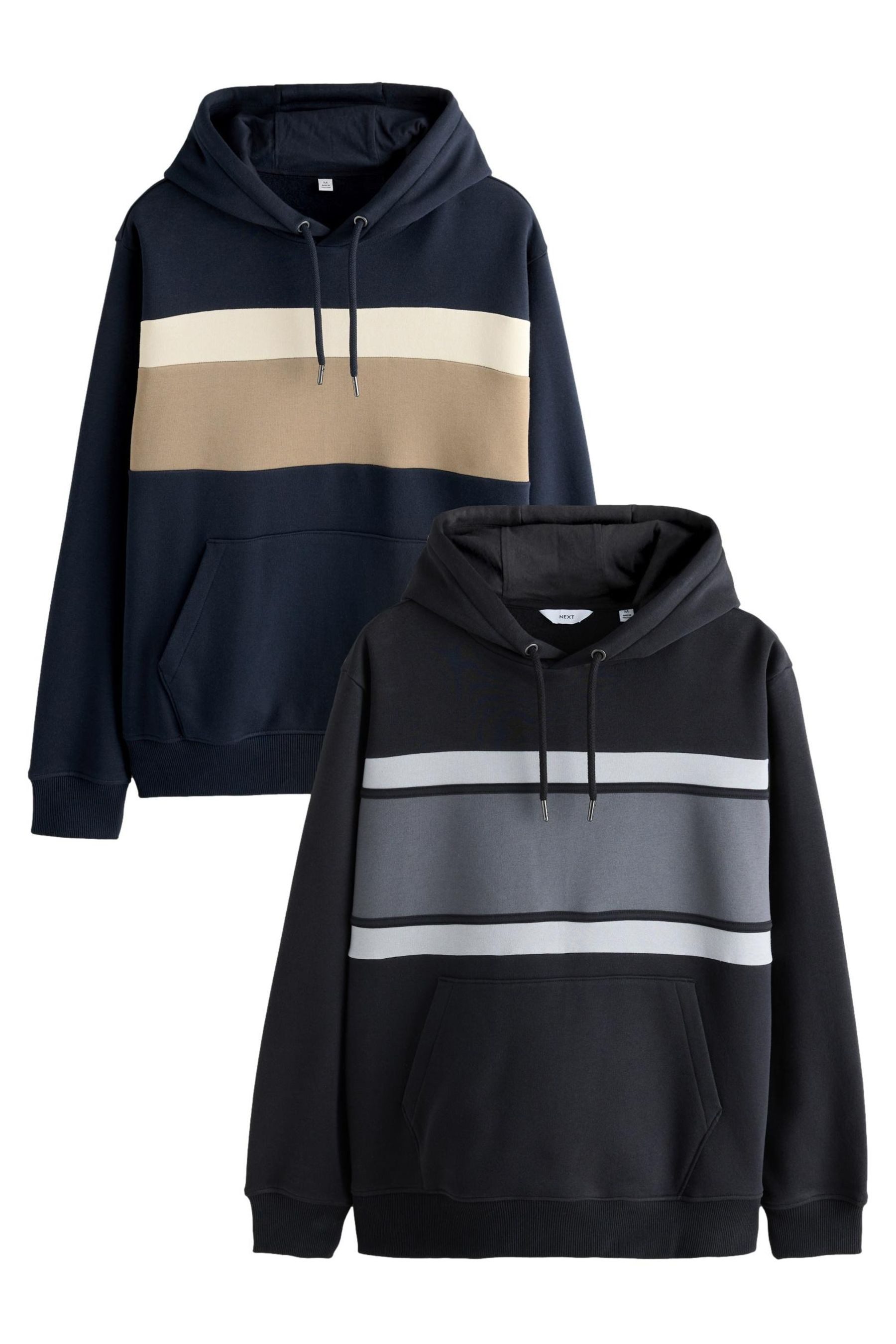 Kapuzenpullover Hoodies mit Farbblockdesign, 2er-Pack