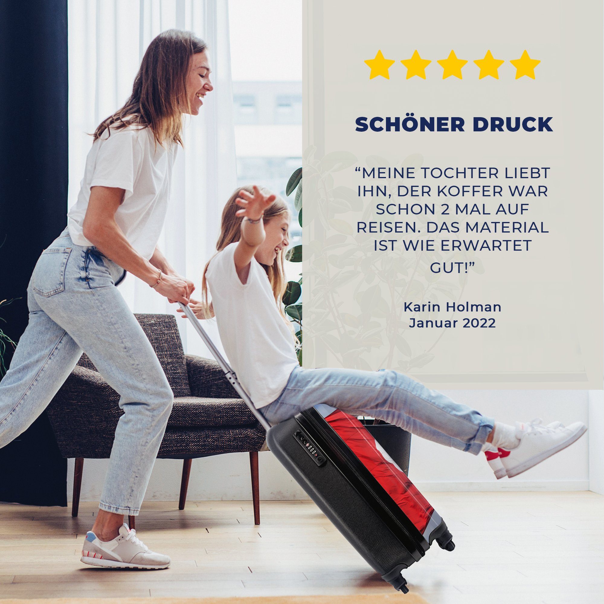 MuchoWow Handgepäckkoffer Eine türkische Flagge im Wind, 4 Rollen, Reisetasche mit rollen, Handgepäck für Ferien, Trolley, Reisekoffer