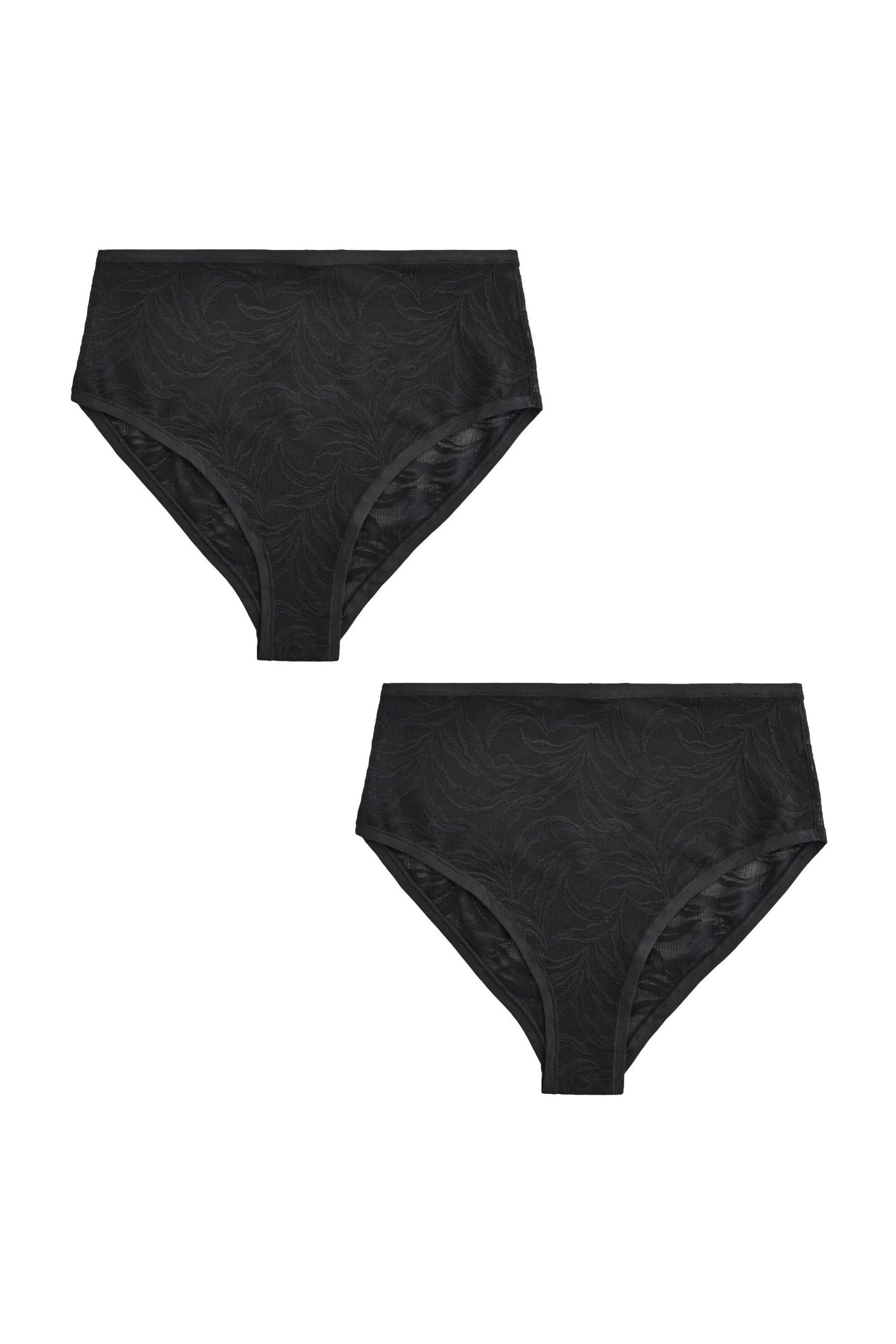 Taillenslip 2er-Pack Spitzenslips mit hohem Bund + hohem Bein