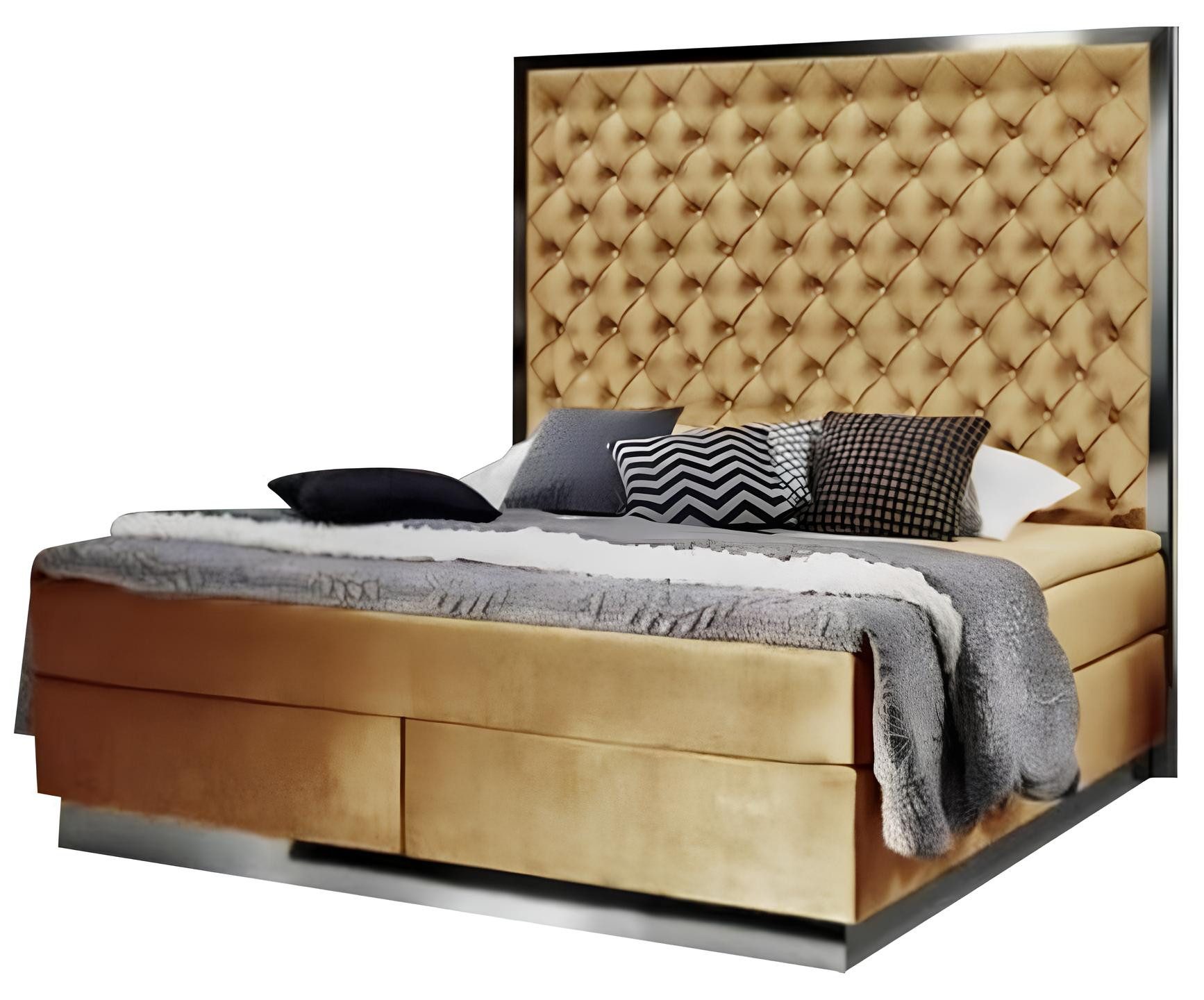 Xlmoebel Polsterbett Boxspringbett aus Stoff, Chesterfield Design, Schlafzimmer Möbel (Bett), Hergestellt in Europa