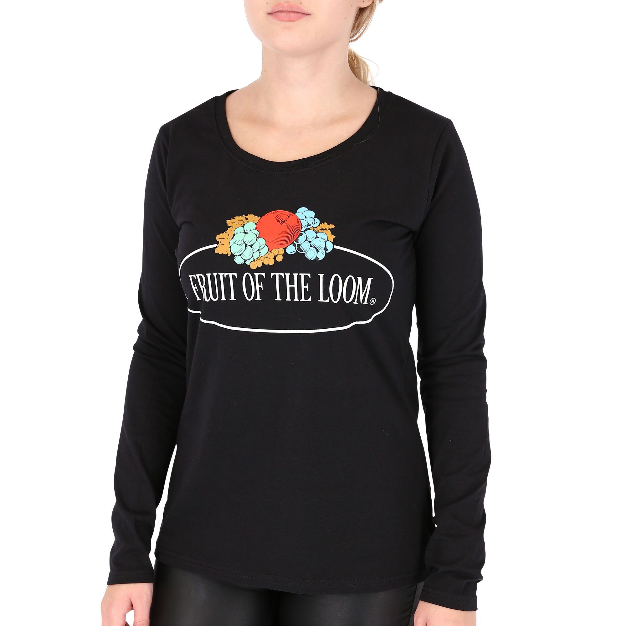 Damen Longsleeve T-Shirt of Fruit Langarm mit Loom Vintage-Logo the