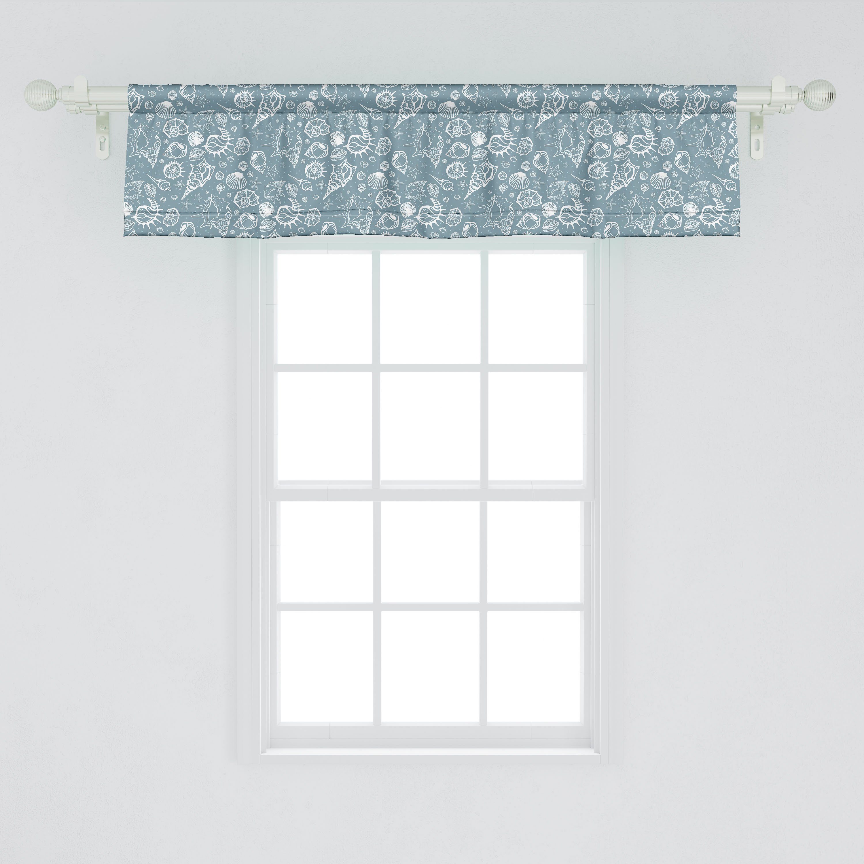 Küche Sea Vorhang für Gekritzel-Art-Muster Microfaser, Stangentasche, Abakuhaus, Shells mit Scheibengardine Schlafzimmer Volant Dekor