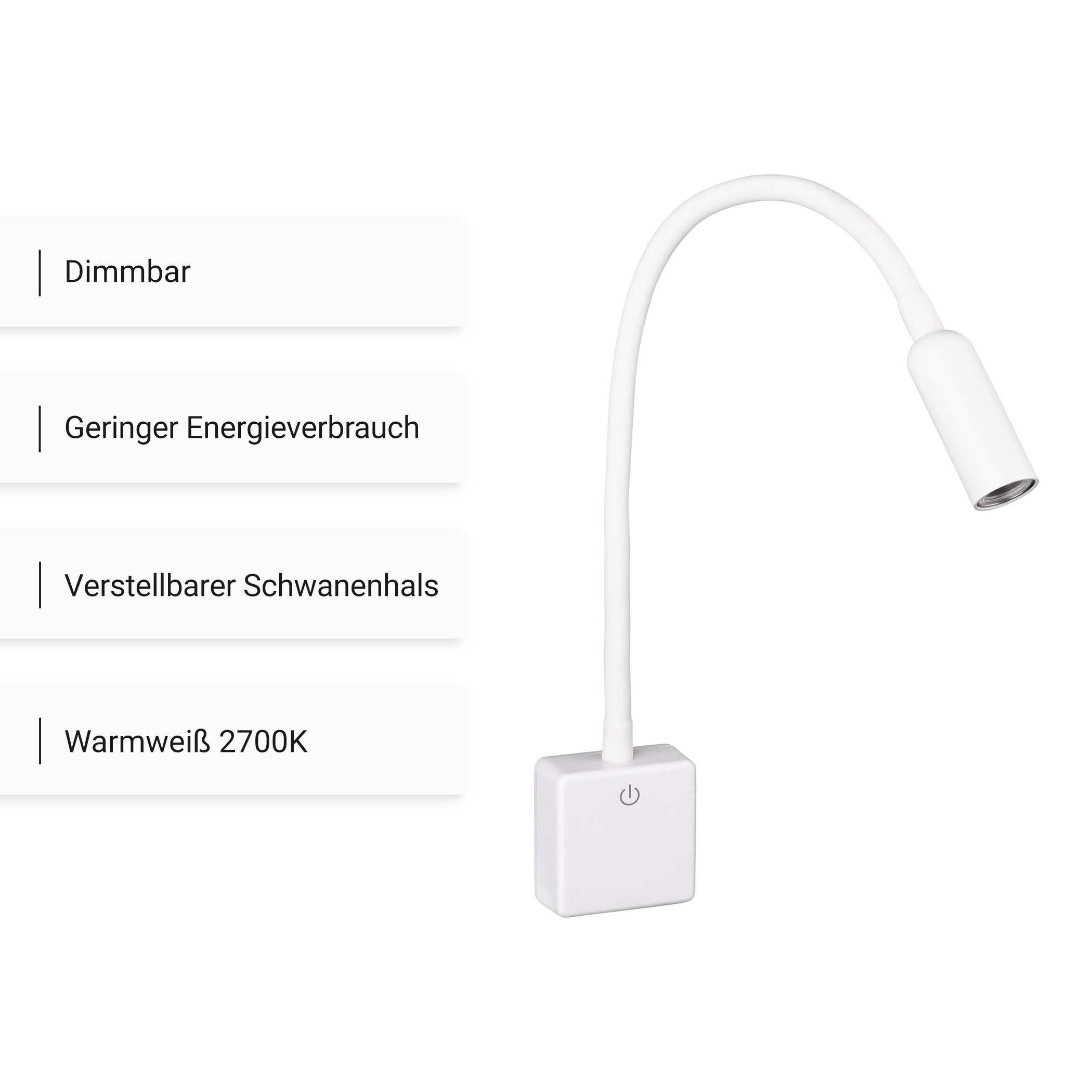 SEBSON LED Steckdosenleuchte 2x LED Steckdosenlampe dimmbar und flexibel - 4W 230lm neutralweiß, LED fest integriert, neutralweiß – Bild 3 von 5