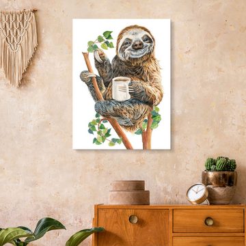 Posterlounge XXL-Wandbild Holly Simental, Faultier mit Kaffee, Küche Illustration