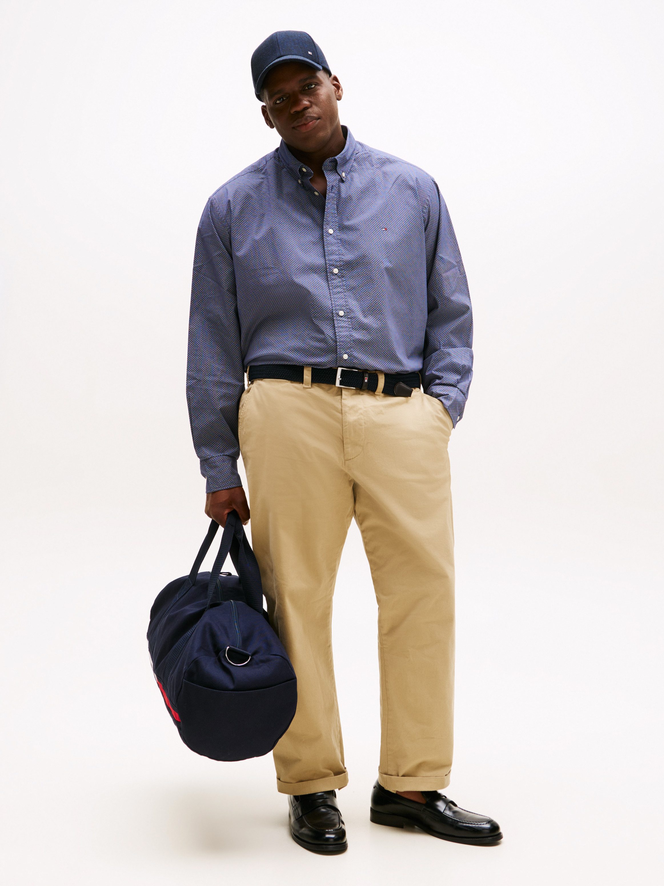 Tommy Hilfiger Big & Tall Langarmhemd BT-FLEX POPLIN MICRO Große Größen, Button-down-Kragen, Businesshemd, Regular Fit
