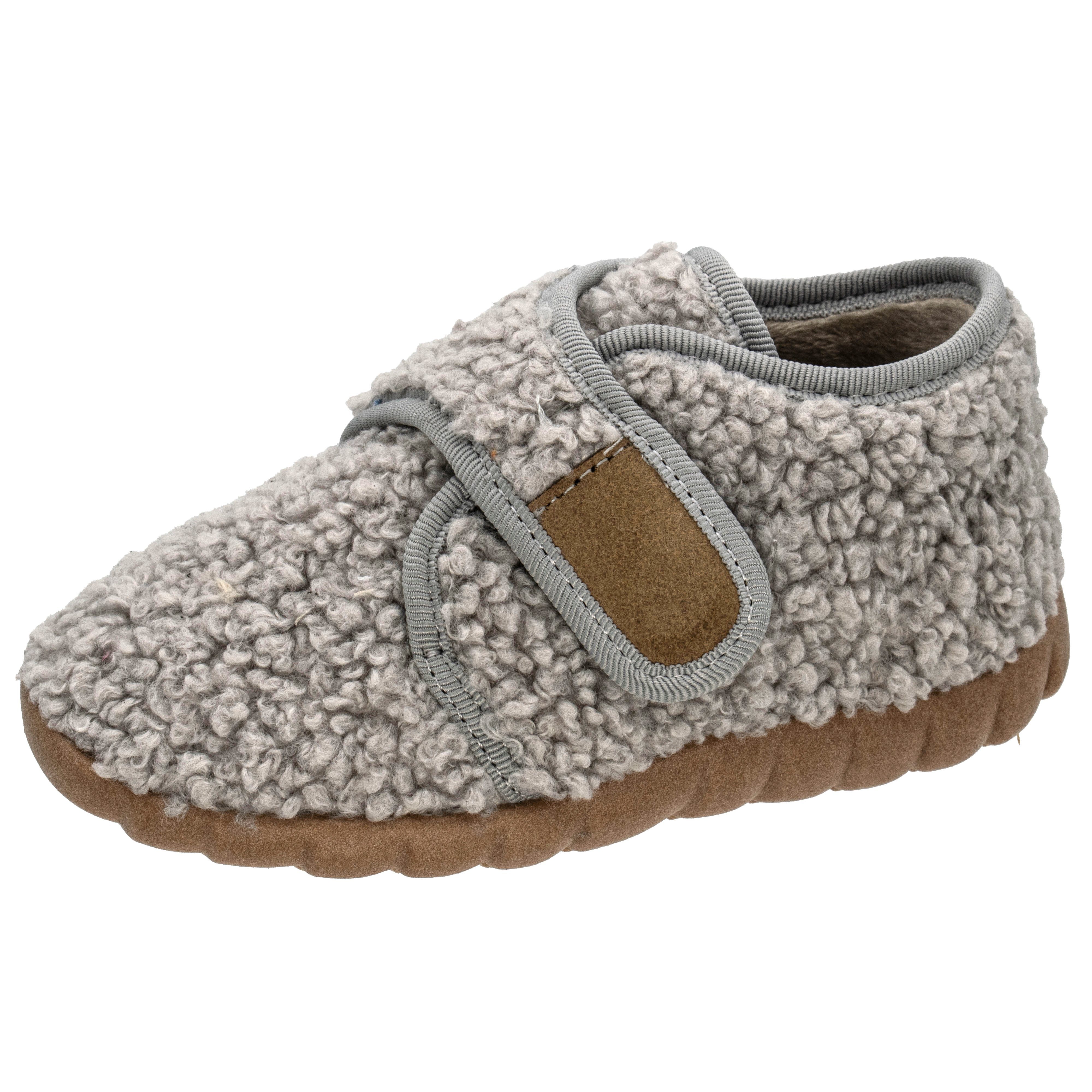 Fischer-Markenschuh Flexi Hausschuh aus Teddystoff, mit Verlours-Futter, mit Klettverschluss