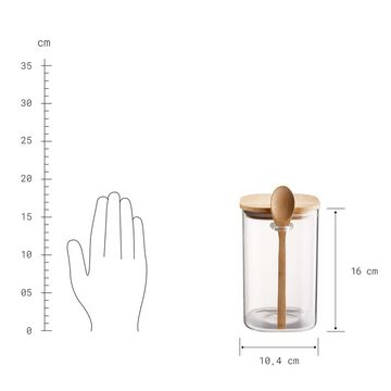 BUTLERS Vorratsglas COMPOSITION 2x Vorratsgläser 1200ml, Borosilikatglas, Bambus, Silikon