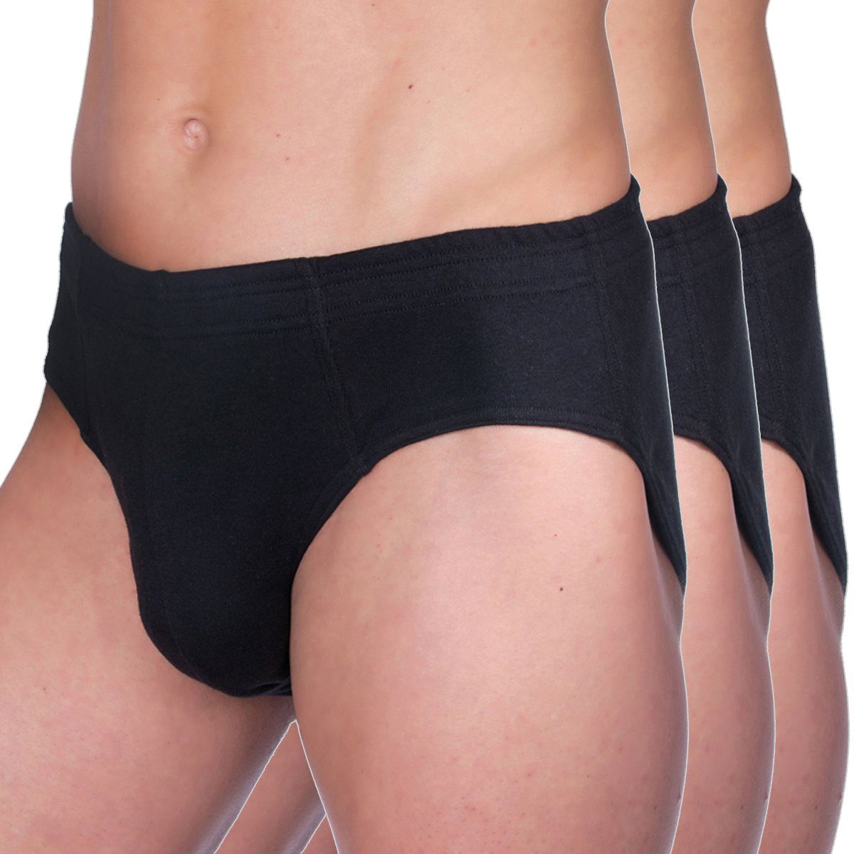 HERMKO Slip 3300 (Pack, 3er) 100 % Bio-Baumwolle Sportslip mit Dehnbund basic hergestellt in EU
