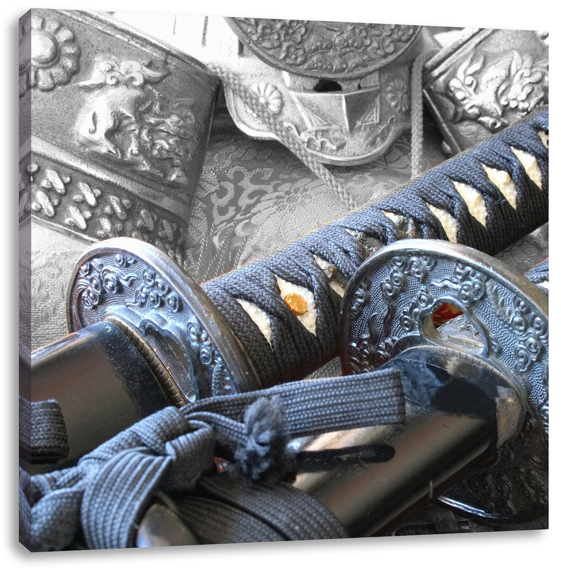 Pixxprint Leinwandbild edle Samurai-Schwerter, edle Samurai-Schwerter (1 St), Leinwandbild fertig bespannt, inkl. Zackenaufhänger