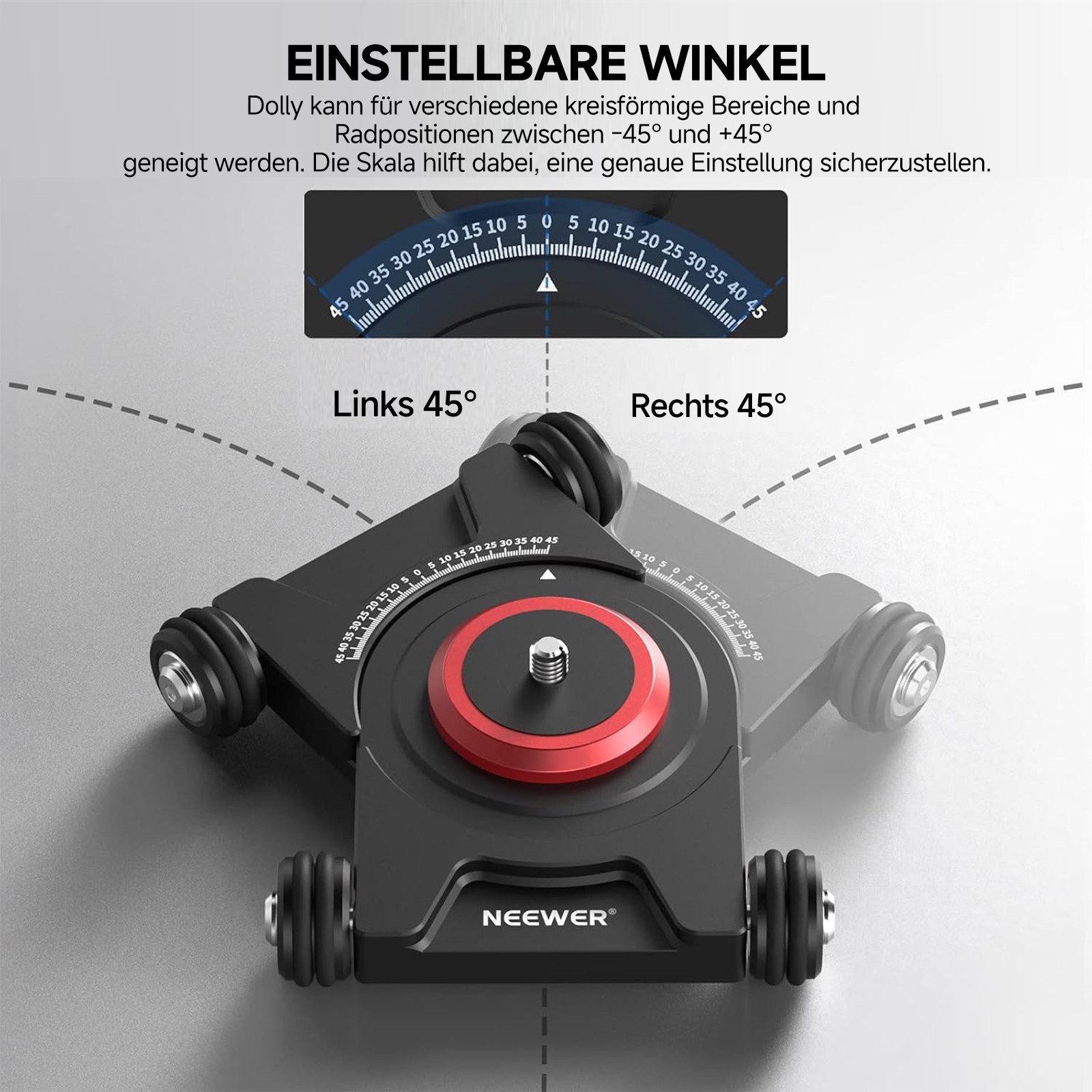 Neewer Panoramakopf SD001 Kamera Slider Dolly, mit Kugelkopf Telefonklemme, 360° Panorama, 360° Panorama, 4 rädriger, für spiegelloser Kamera GoPro Smartphone