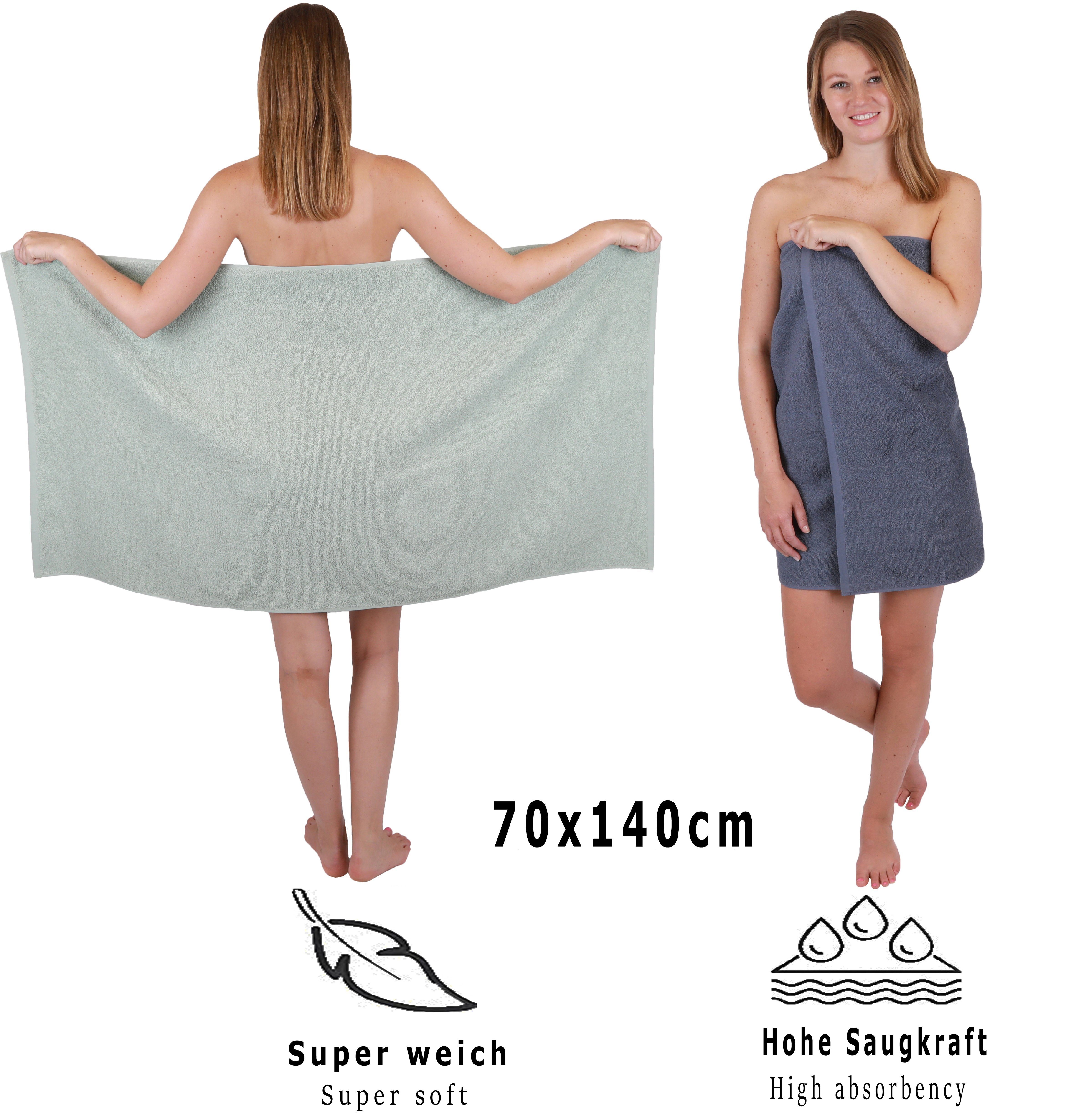 Betz Handtuch Set 12 TLG. Handtuch Set BERLIN Farbe Jade - dunkelgrau, 100% Baumwolle (12 Teile)