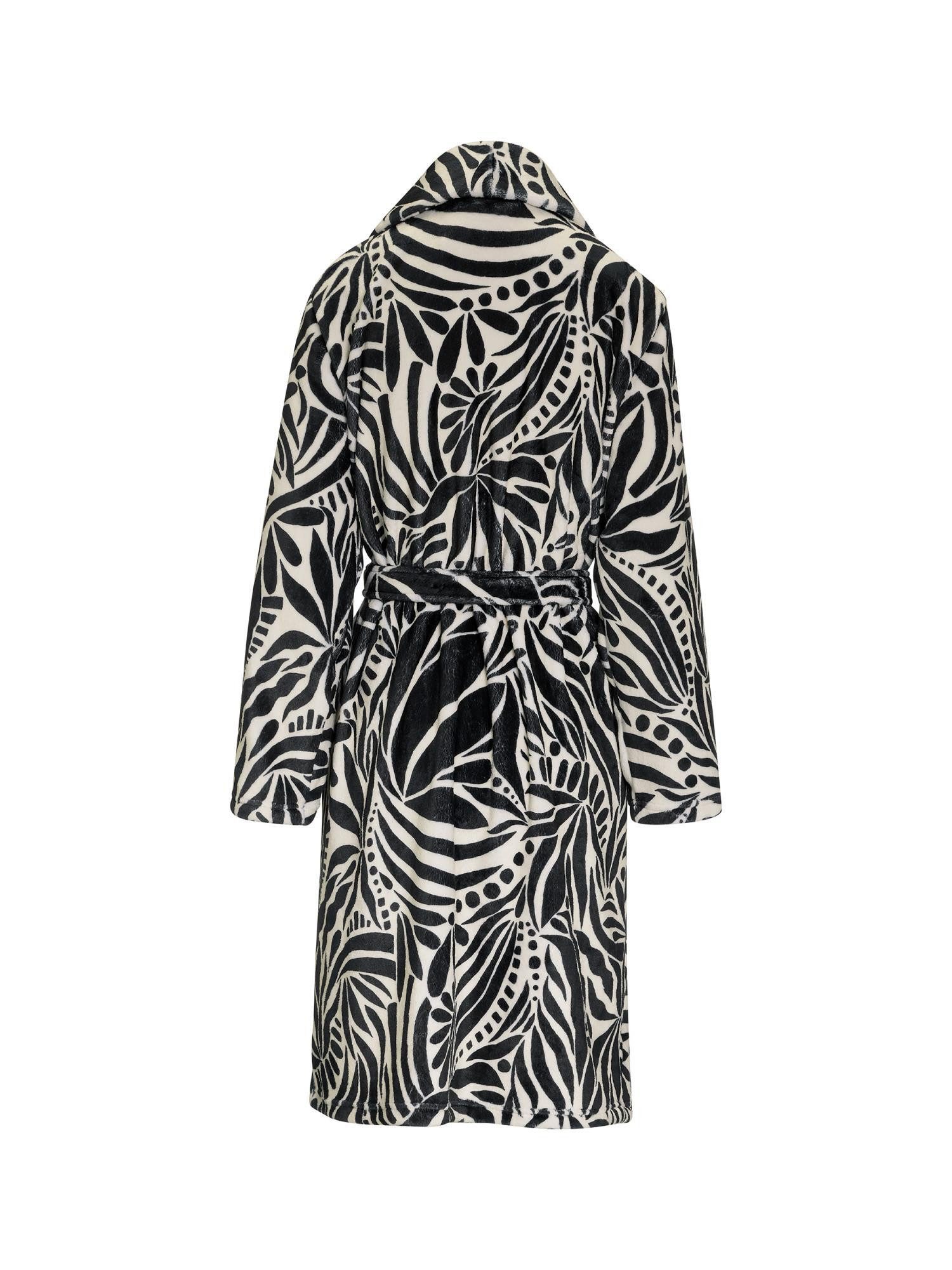Essenza Damenbademantel Steff Allora, Midilänge, Polyester, Schalkragen, mit Taschen, Gürtel, mit expressivem Allora-Print