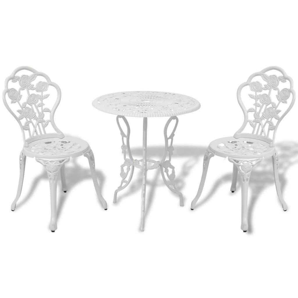vidaXL Gartenlounge-Set 3-tlg. Bistro-Set Aluminiumguss Weiß, (3-tlg)